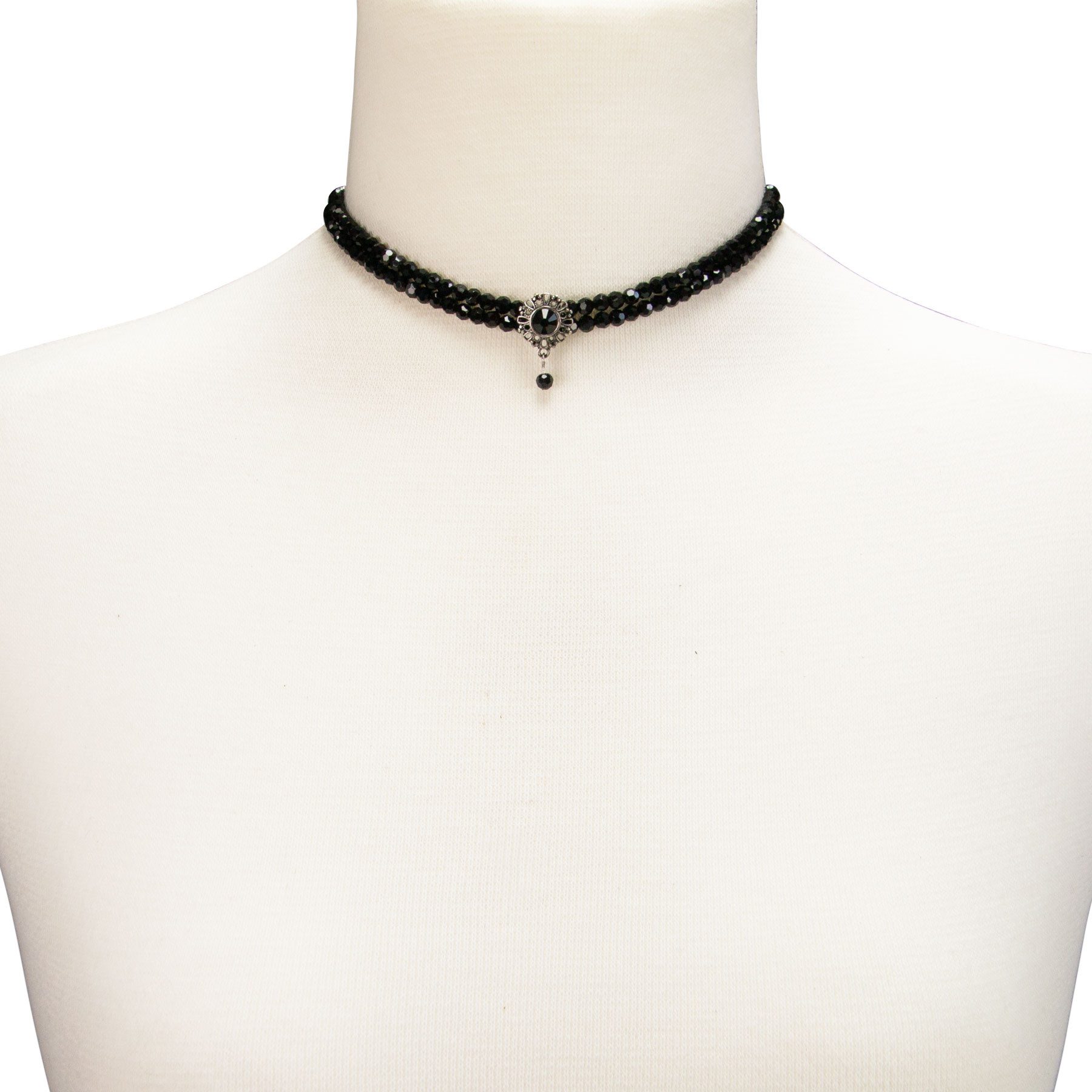 Alpenflüstern Collier Trachten Glamour-Kropfkette Helena (schwarz), - Perlen Halskette, Trachtenkette, eleganter Damen-Trachtenschmuck, Di – Bild 5 von 5