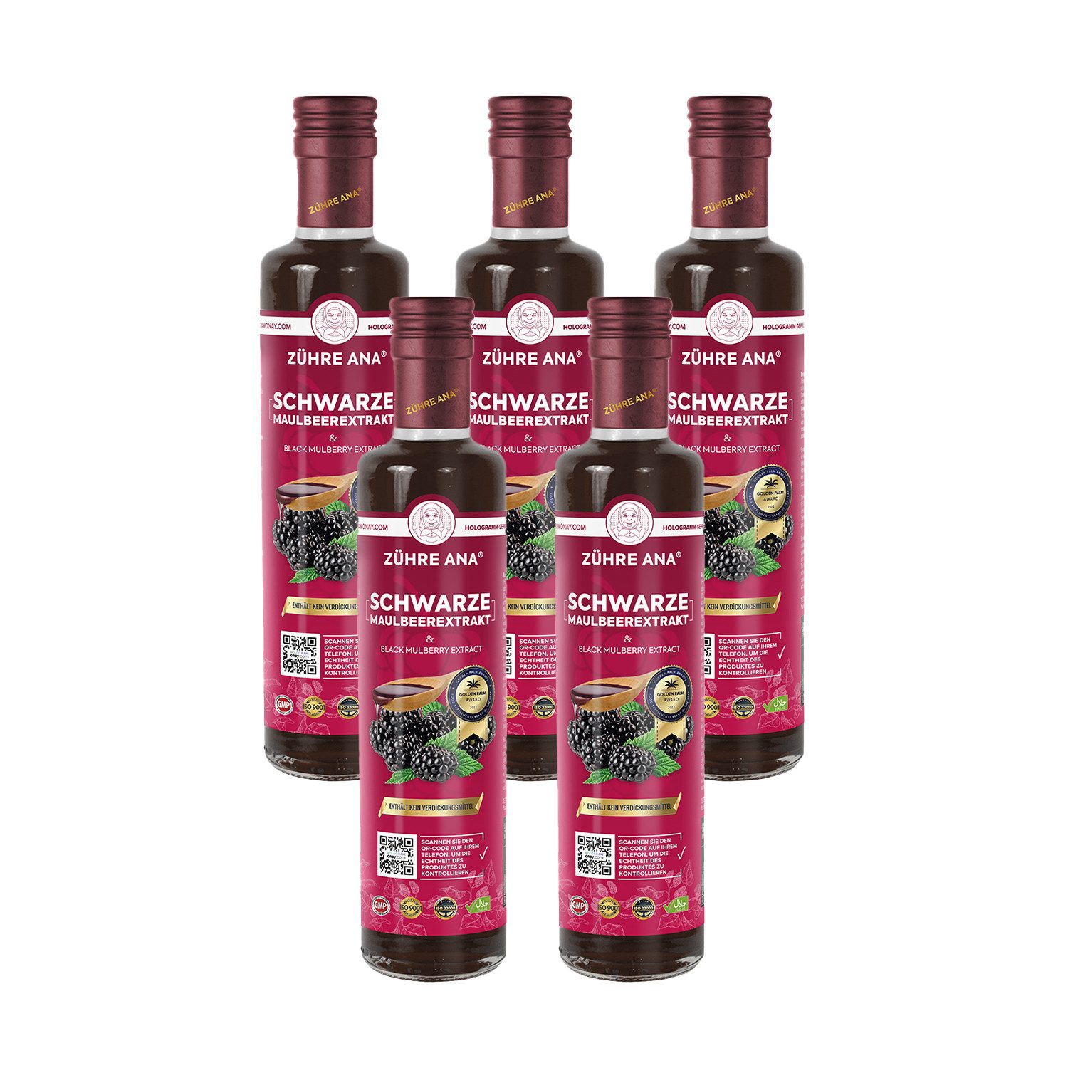 Zühre Ana® Sirup Schwarzer Maulbeerextrakt – Ein reiner und natürlicher Geschmack, Natürliches Aroma, Multivitamin,Mischungsverhältnis: 1+5