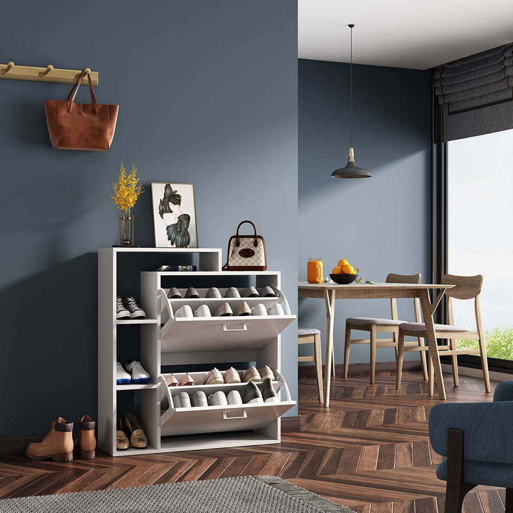 Vicco Schuhkipper Tobias, Weiß/Weiß, 80 x 90 cm, mit Kippfächern günstig online kaufen