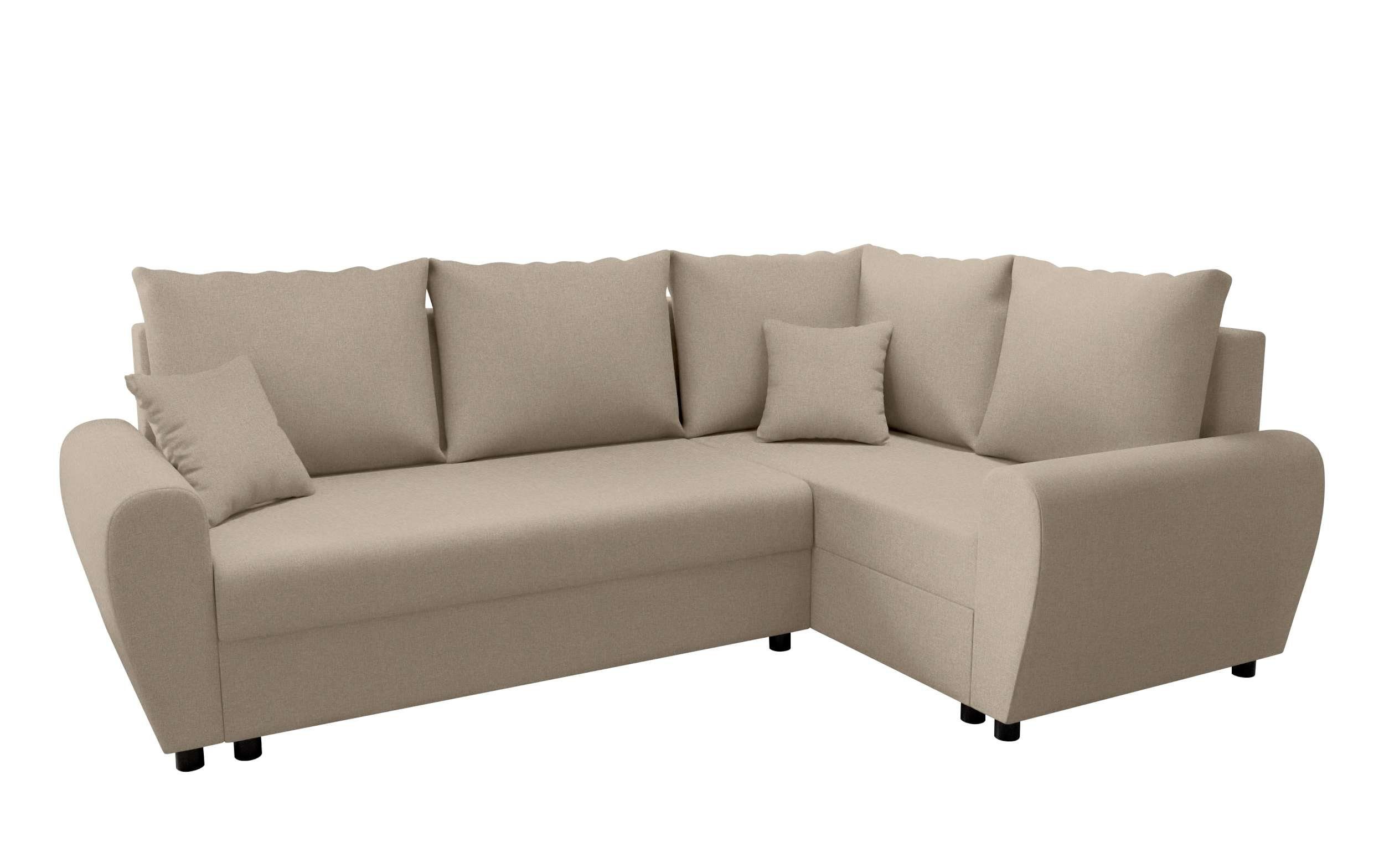 mit Bettfunktion, Sofa, Eckcouch, Design L-Form, mit Valence, Modern Ecksofa Sitzkomfort, Stylefy Bettkasten,