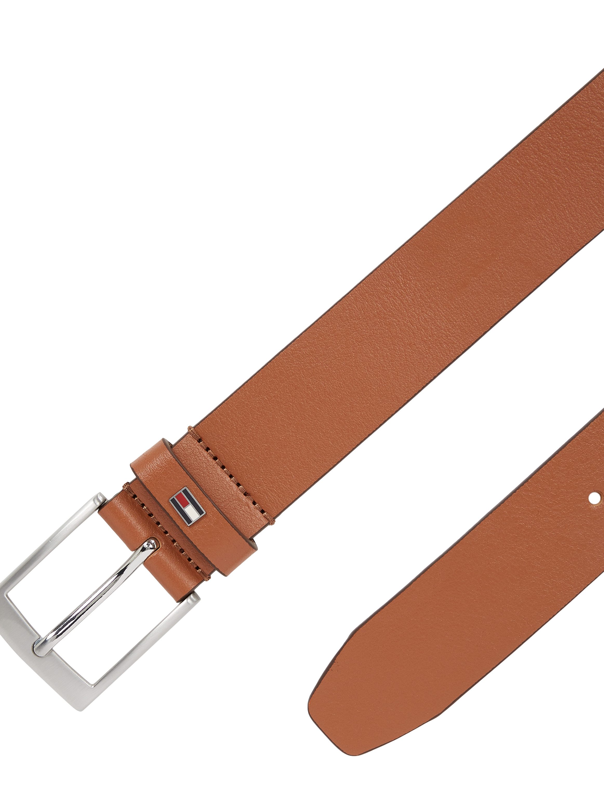 Tommy Hilfiger Ledergürtel ADAN 3.5 cm breit EXT Metalllogopatch, Einfachdornschnalle