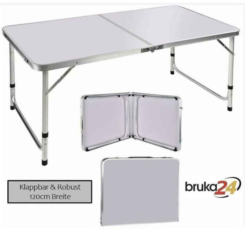 BruKa Klapptisch Campingtisch COMPACT Weiß Klapptisch klappbarer Gartentisch, klappbar Tisch, Mehrzwecktisch, 120 cm