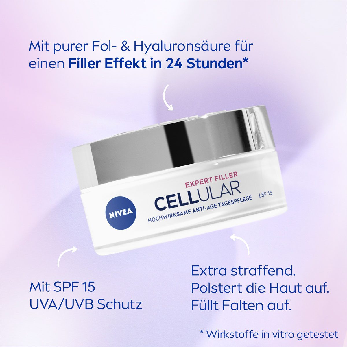 Nivea Tagescreme CELLULAR EXPERT FILLER TAGESPFLEGE LSF 15, mit Hyaluronsäure und Folsäure, LSF 15