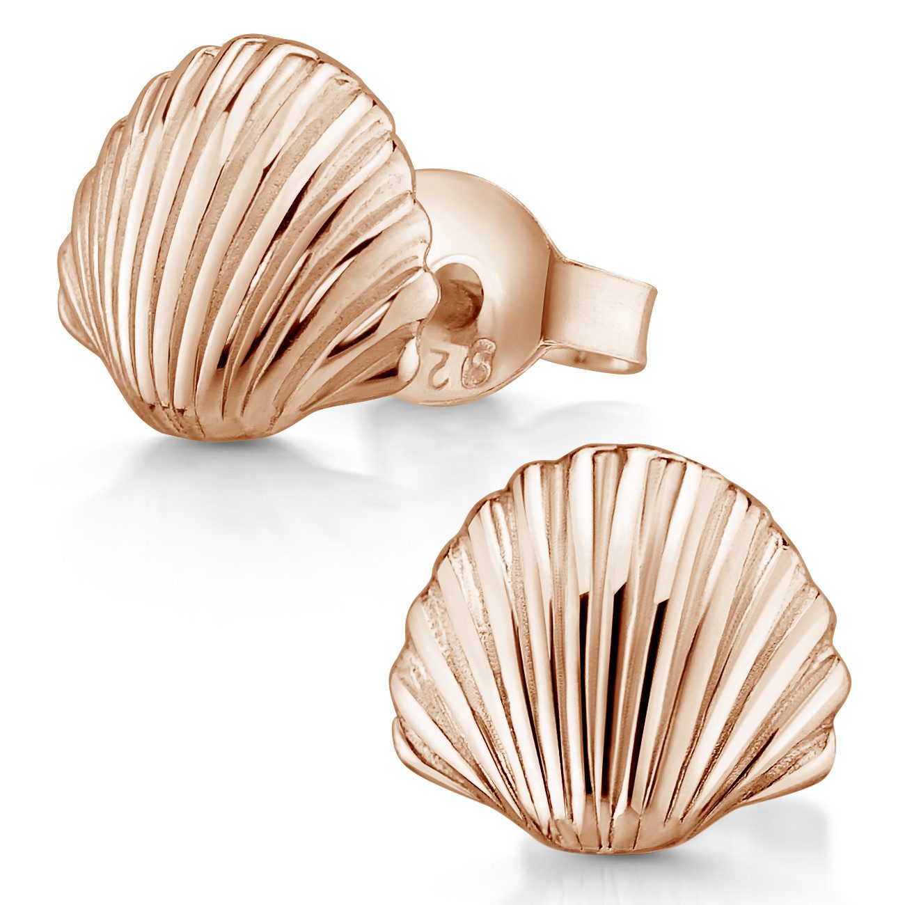 Materia Paar Ohrstecker Ohrringe Rosegold Muschel / Herzmuschel SO-415, Sterlingsilber, rosevergoldet
