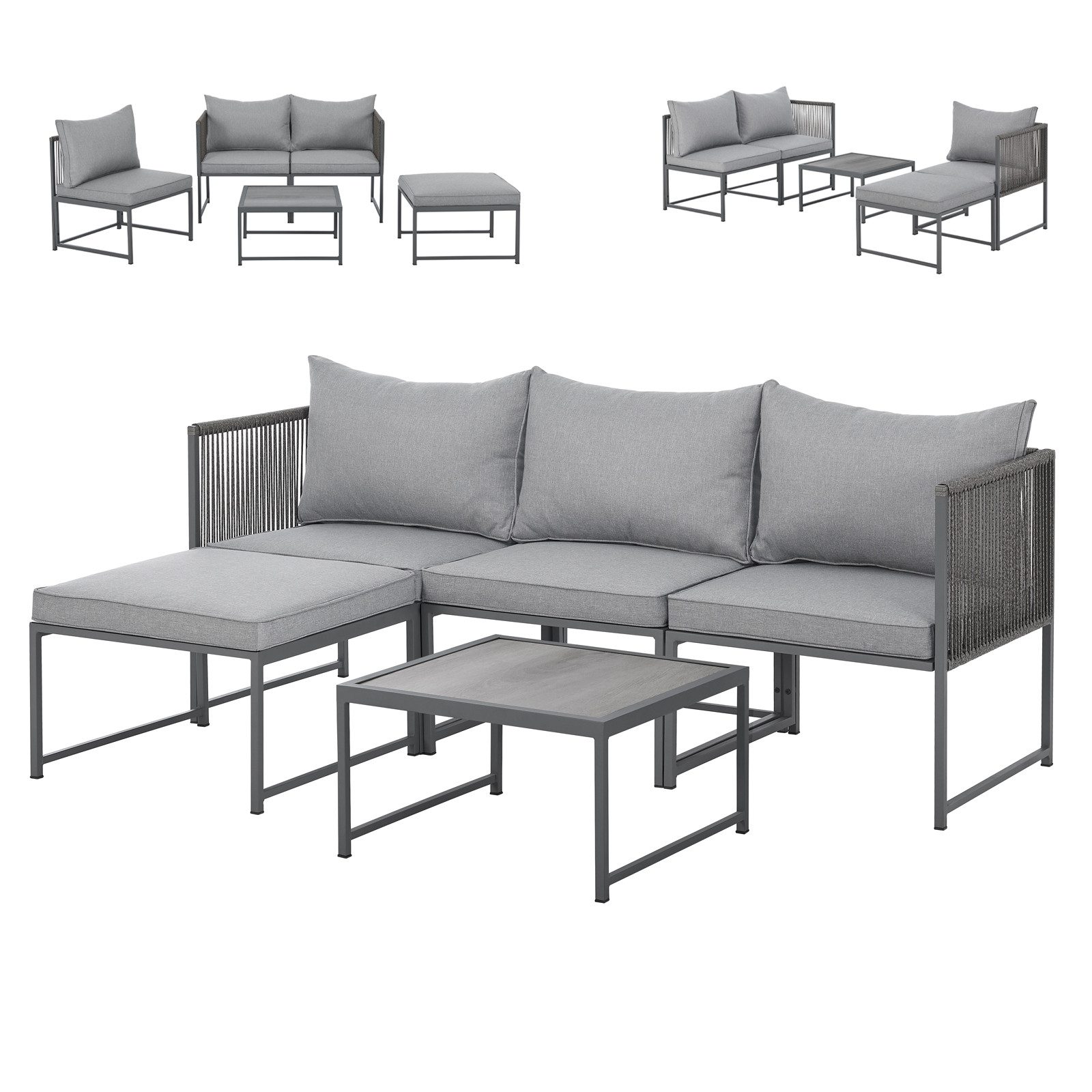 SVITA Gartenlounge-Set DETROIT, (Modul-Set), Gartenmöbel Flexibel Sofa Tisch Sessel Ottoman