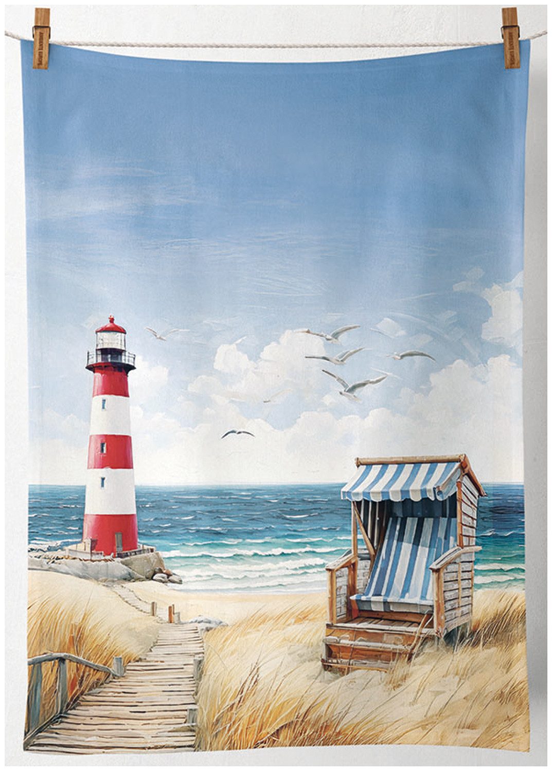 Ambiente® Geschirrtuch Beach walk, (1-tlg., 1-teilig), Geschirrtücher ca.50x70cm Baumwolle