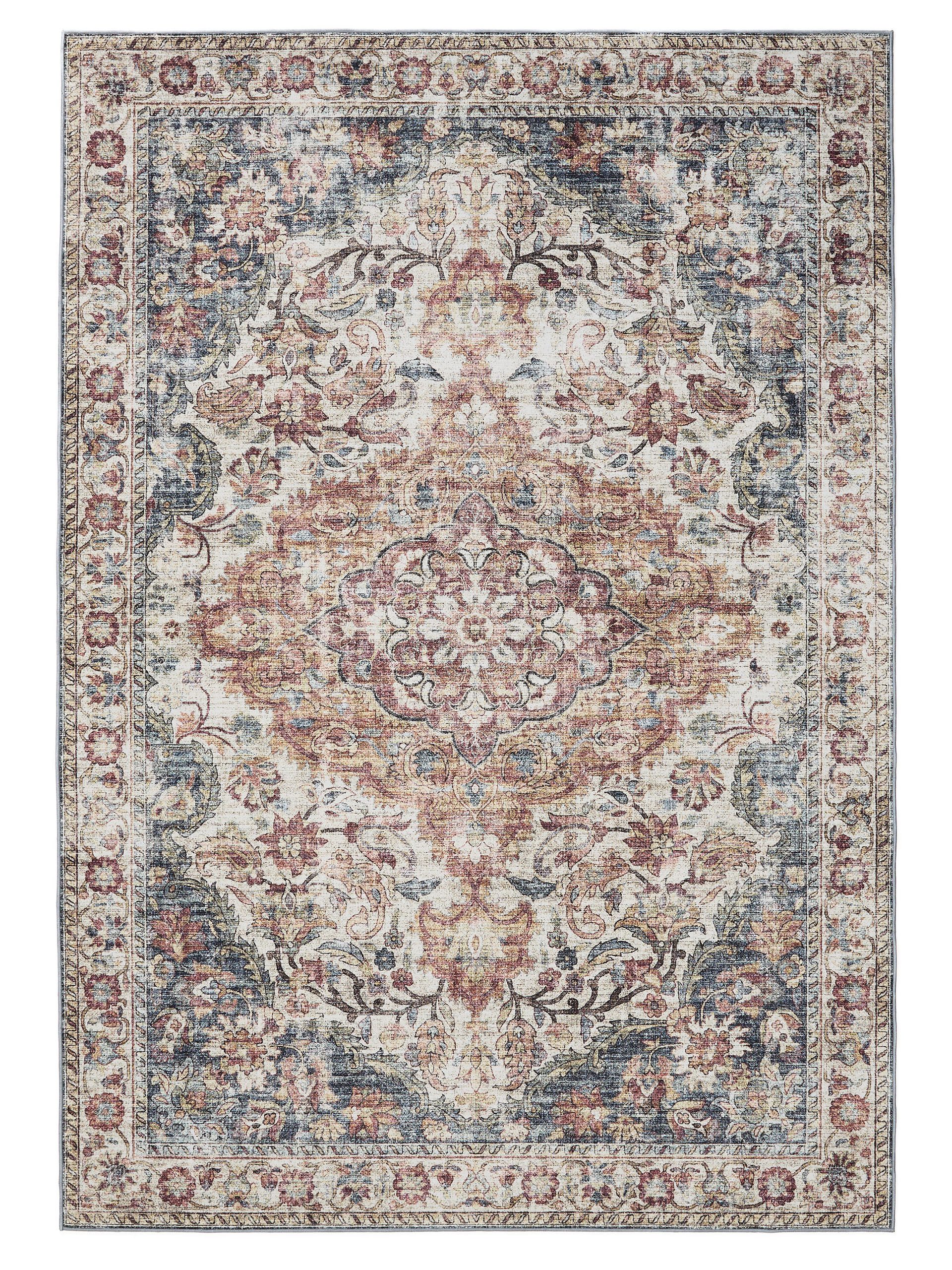 Interiyou Teppich Gent, Rechteckig, Höhe: 5 mm, Vintage Kurzflor für Wohnzimmer, Schlafzimmer, waschbar, pflegeleicht