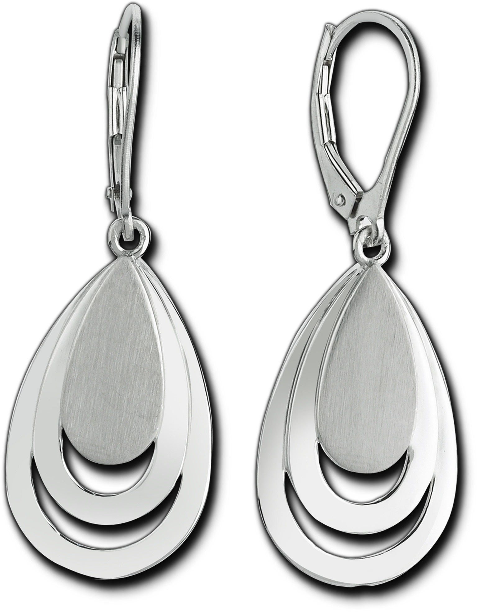 Balia Paar Ohrhänger Damen poliert Tropfen aus Silber, 925 (Ohrhänger), matt Ohrringe 4cm Balia Sterling Länge Damen ca. Ohrhänger