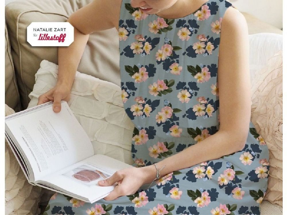 lillestoff Stoff Bio French Terry Bio Sweatstoff, Sommersweat Lillestoff English Garden, Meterware, 50 cm x 160 cm