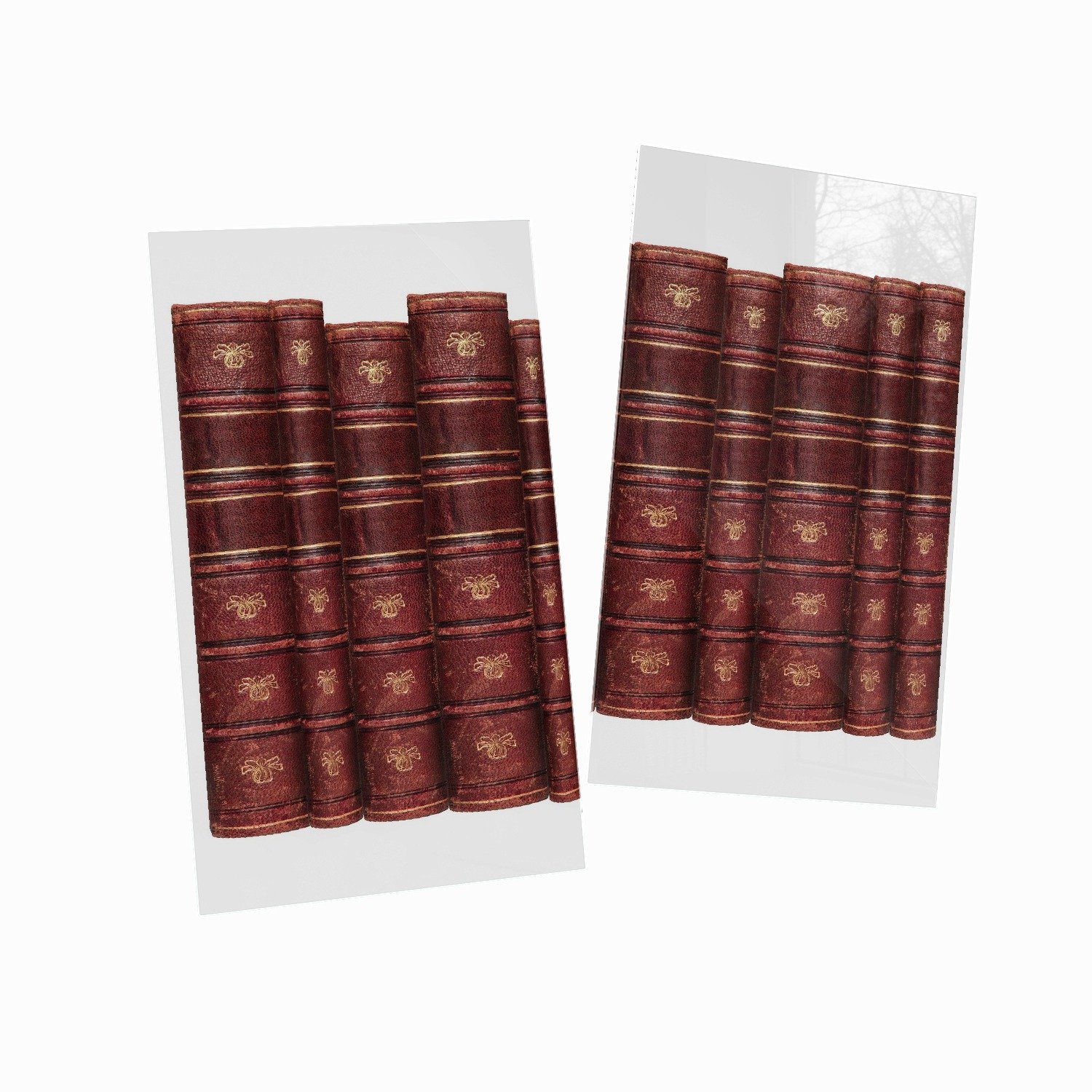 Wallario Herd-Abdeckplatte mit verschiedene Alte 2 ESG-Sicherheitsglas, Noppen), rotem inkl. tlg., 5mm Größen Bücher (Glasplatte, Ledereinband