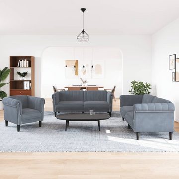 vidaXL Sofa 3-tlg. Sofagarnitur Dunkelgrau Samt