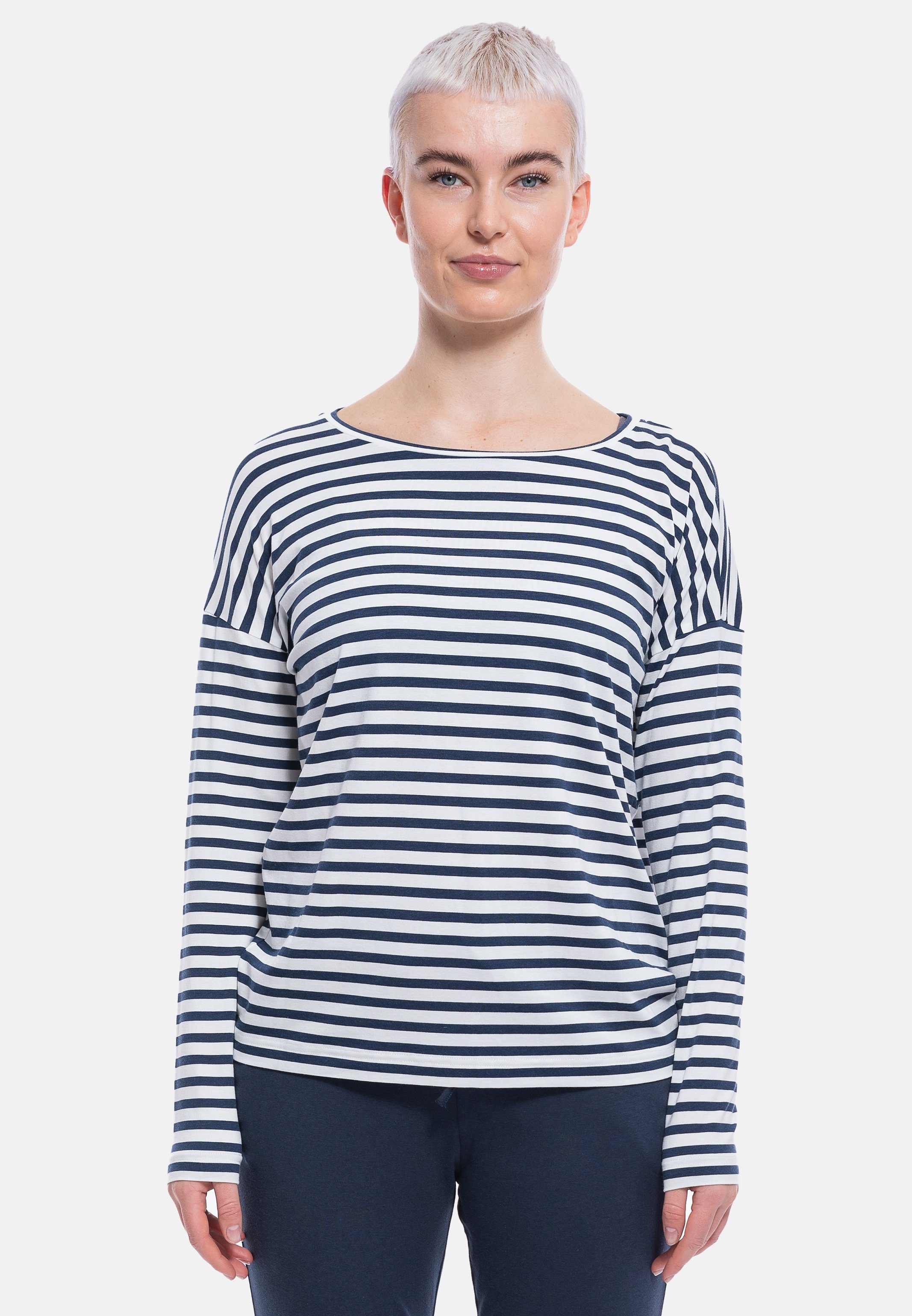 Mey Pyjamaoberteil Cyra (1-tlg) Schlafanzug Oberteil - Langarm-Shirt mit U-Boot-Ausschnitt