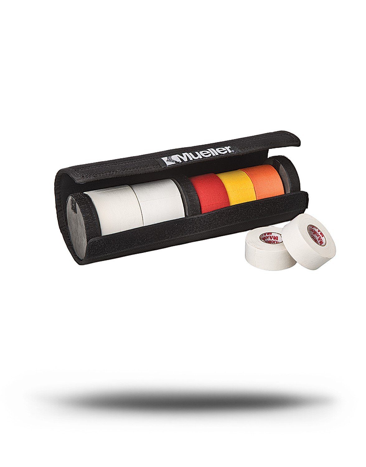 Mueller Sports Medicine Kinesiologie-Tape Tape Rollen Behälter Klettverschluss, für ca. 6 Rollen, mit 3 Trennscheiben