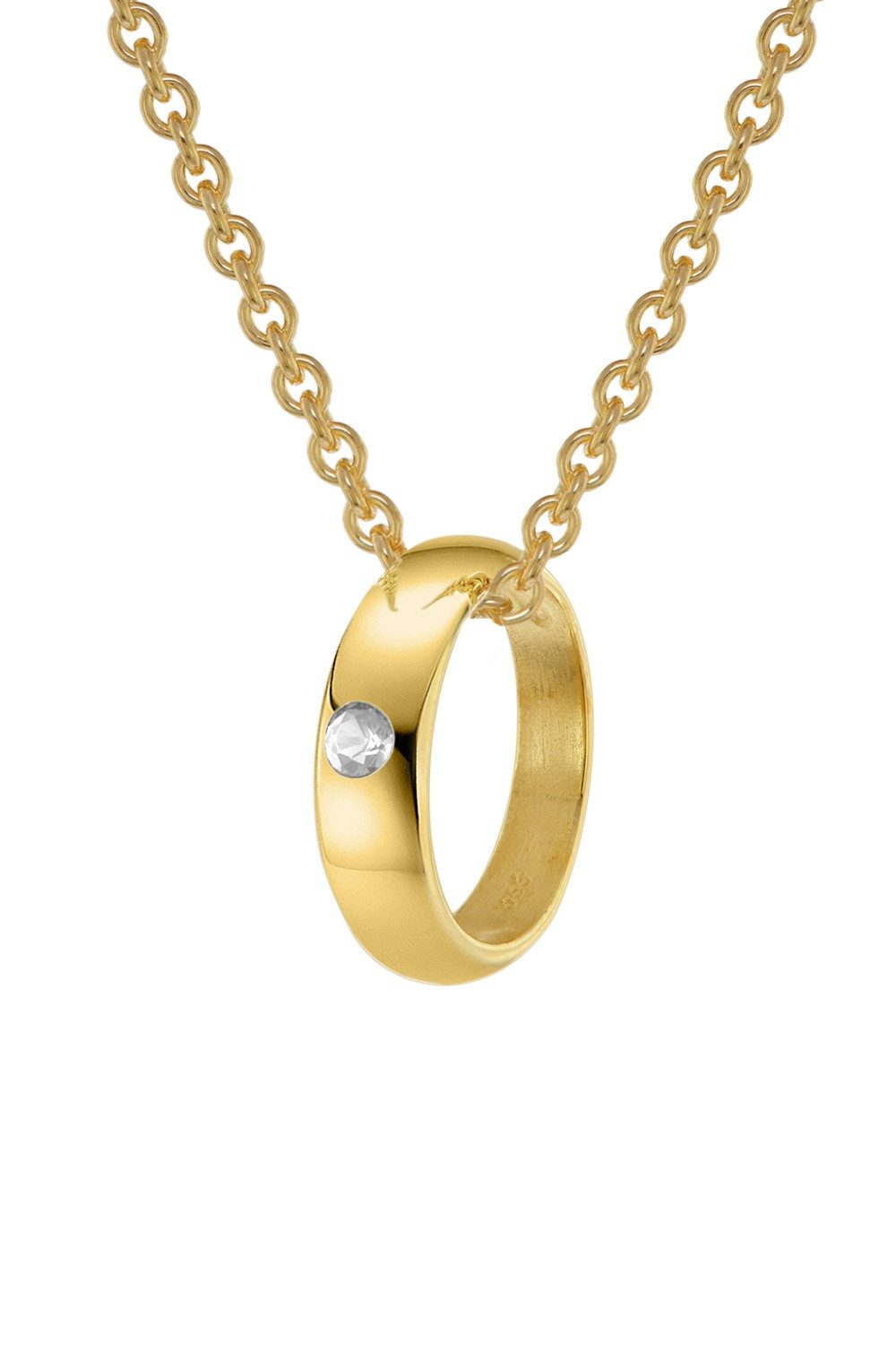 trendor Kette mit Anhänger Taufring Anhänger Gold 585 an goldplattierter Silberkette