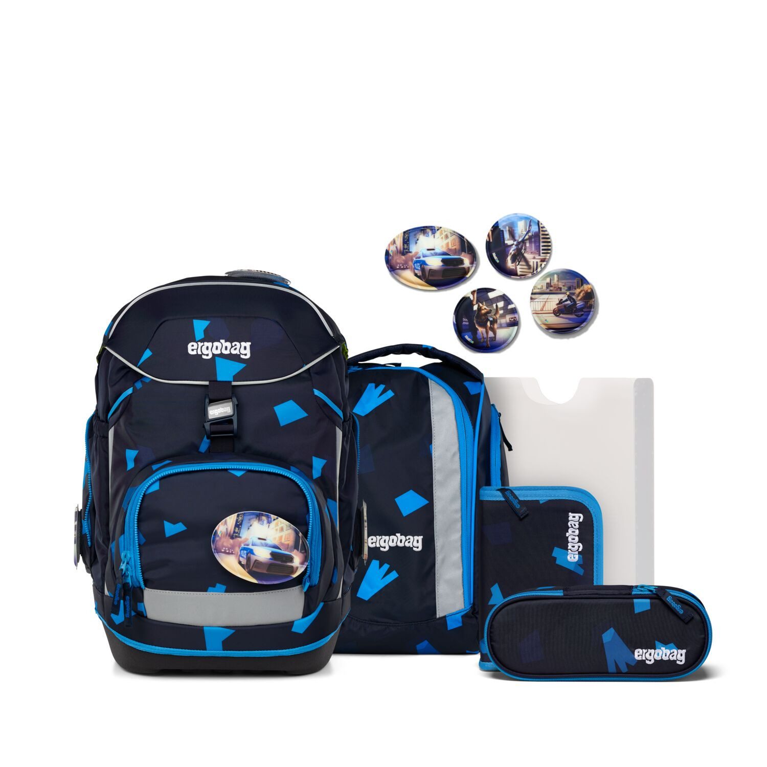 ergobag Schulranzen Schulranzen-Set PACK VerfolgBärjagd 6-teilig (6-teilig), ergonomisch, ab 1. Klasse, Your-Size-System