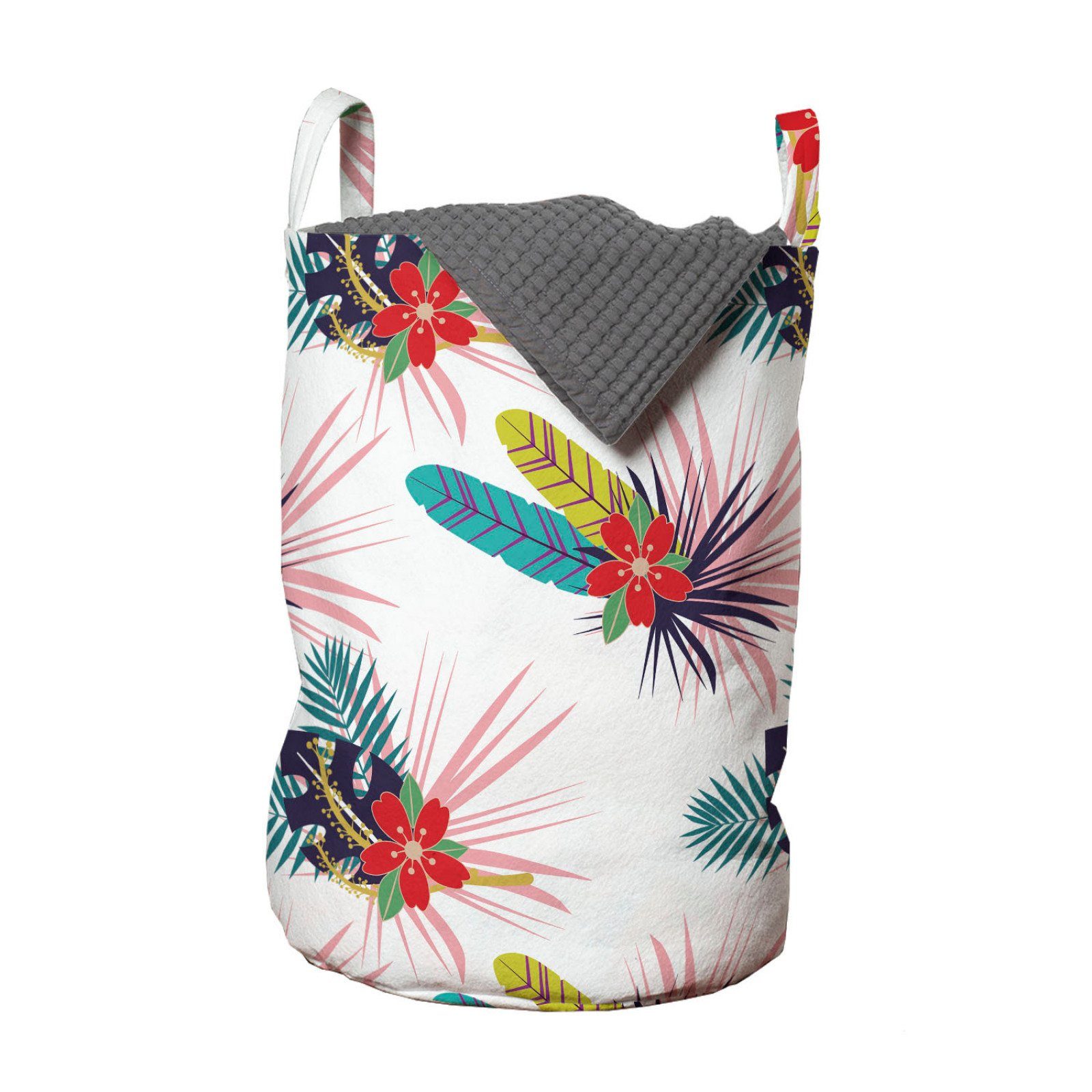 Abakuhaus Wäschesäckchen Wäschekorb mit Kordelzugverschluss Flower Waschsalons, Beschwingt für Tropische Griffen Blätter Wild
