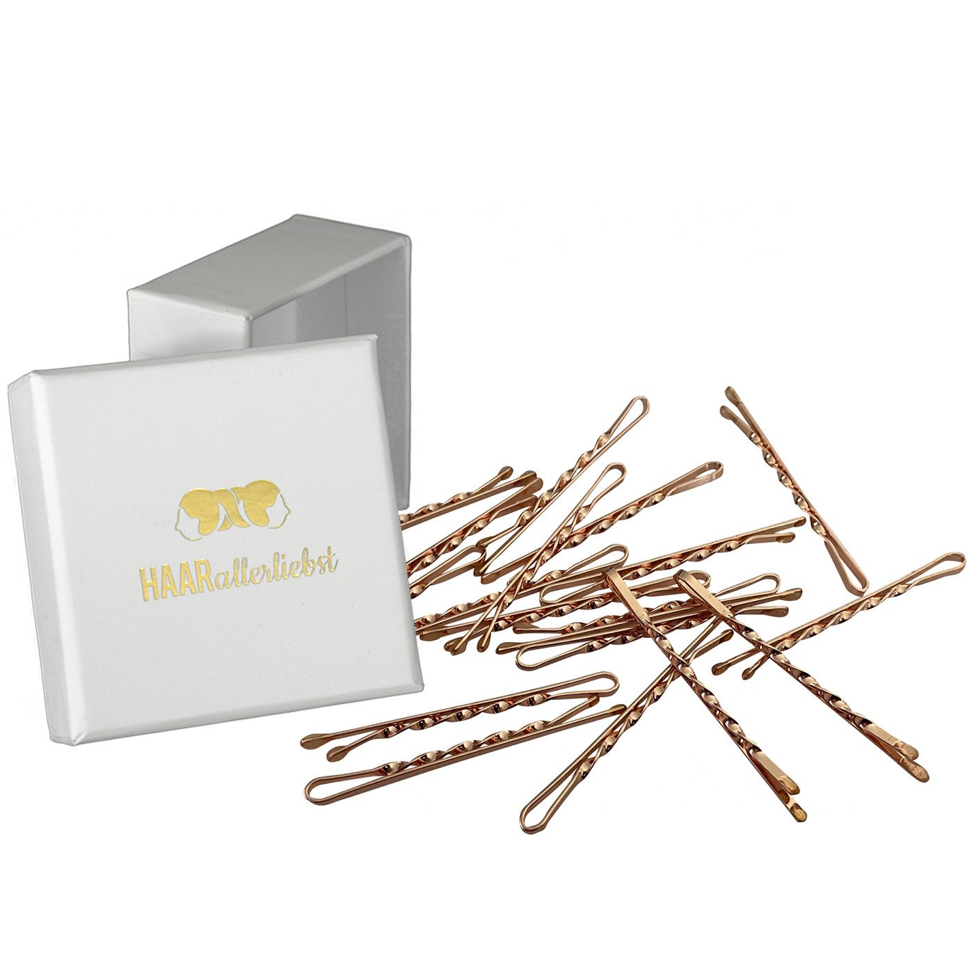 HAARallerliebst Haarpin Bobby Pins gedreht, Spar-Set, Farbe rosegold, 50mm Lang