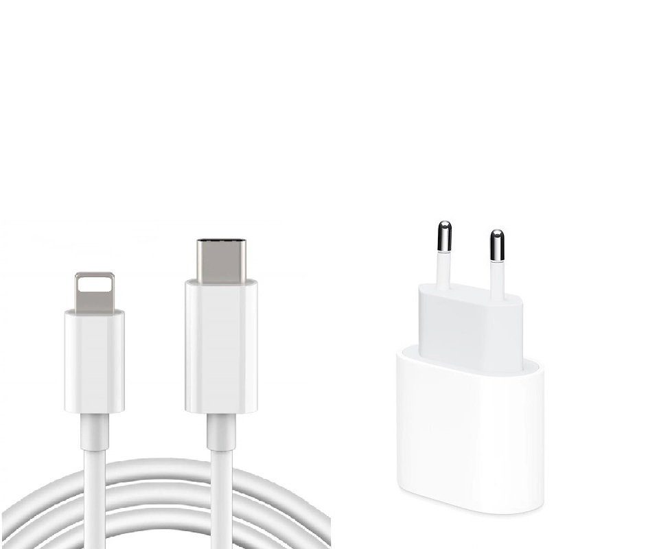 Ventarent Ladeset Schnellladegerät USB-C Lightning iPhone Зарядний кабель Ladegerät USB-Ladegerät (2,22 mA, Set, 2-tlg., Power Adapter 20W, Lightning Електричний провід iPhone Зарядний кабель, für iPhone 8 11 12 13 14 X XS XR Pro Max Mini SE, Power Delivery)