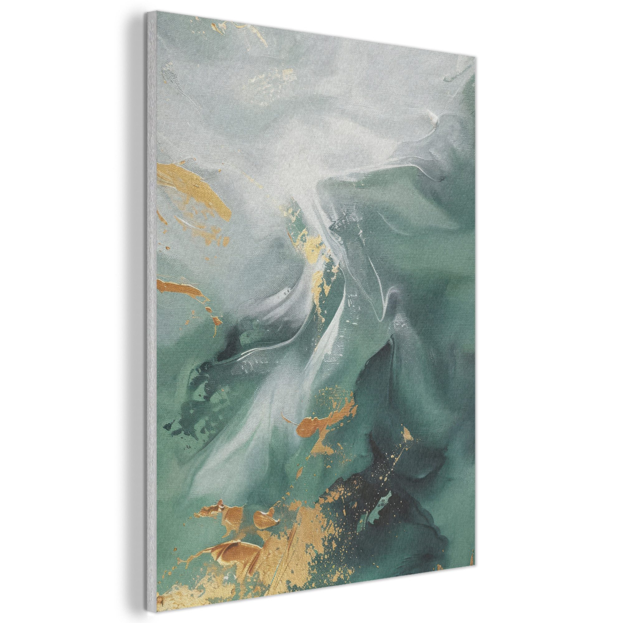 MuchoWow Gemälde Grün - Modern - Marmor - Abstrakt, Fotodruck (1 St), Akustikpaneele, Wandpaneele, Schalldämmung, Akustikbilder 30x40 cm