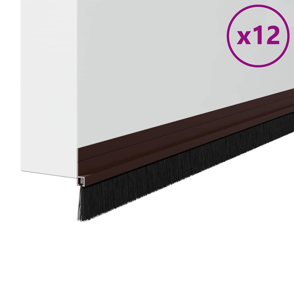 vidaXL Drückergarnitur Selbstklebende Türbürstendichtungen 12 pcs Braun 100 cm, 12-tlg.