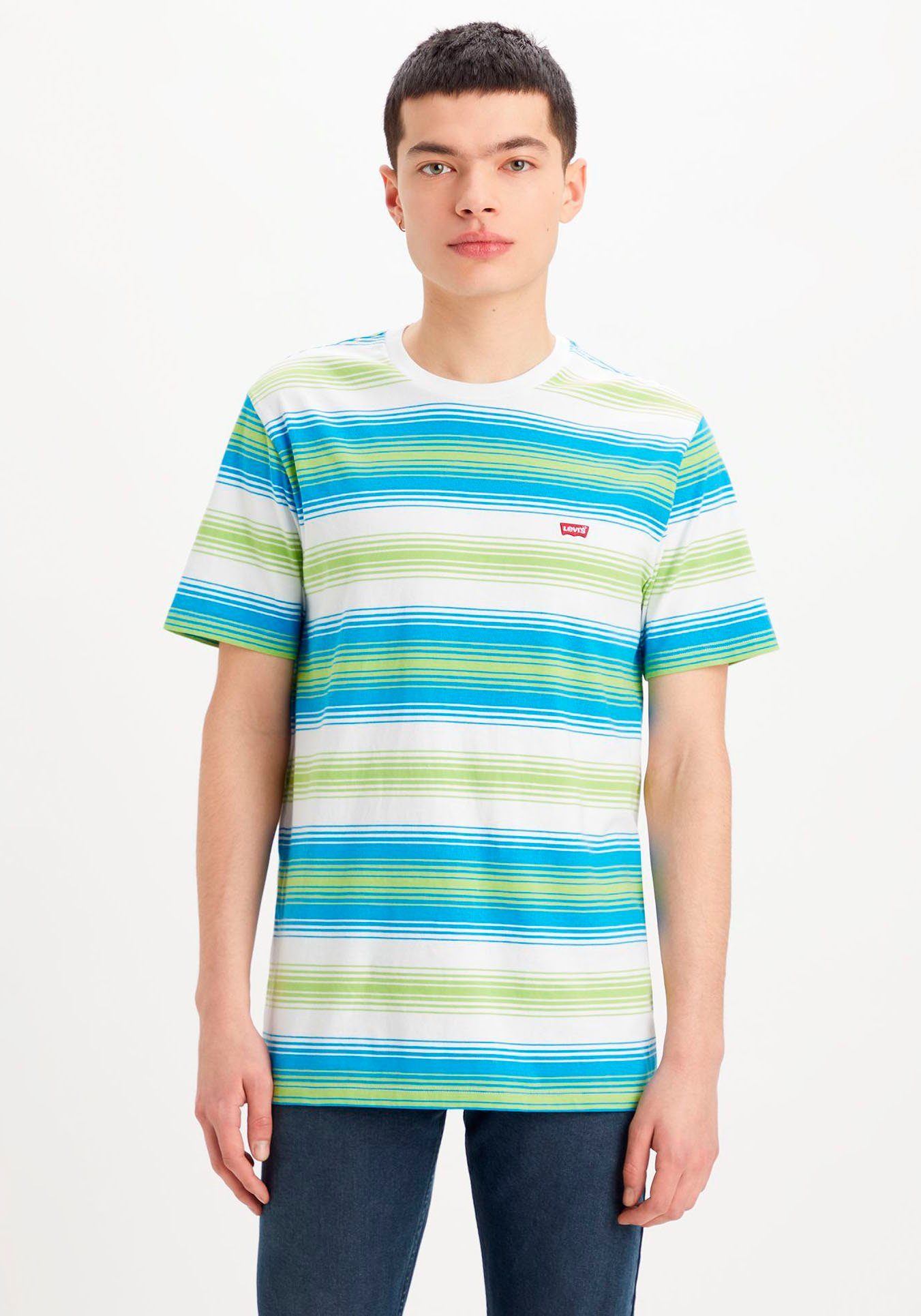 Levi's® Kurzarmshirt ORIGINAL HM TEE dezenten einem Levi's® Logo stripe blue mit swedish