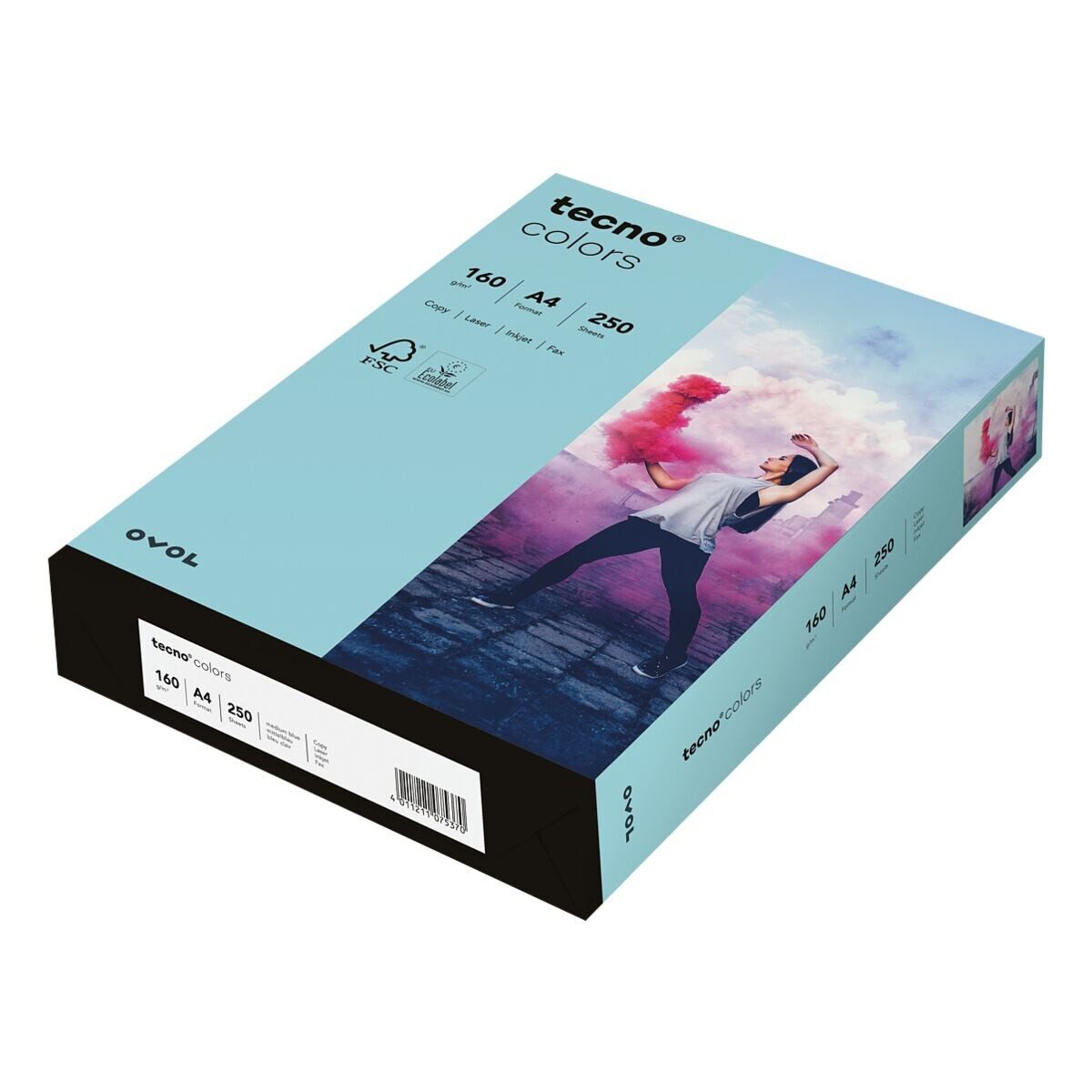 Inapa tecno Druckerpapier Rainbow / tecno Colors, Pastellfarben, Format DIN A4, 160 g/m², 250 Blatt