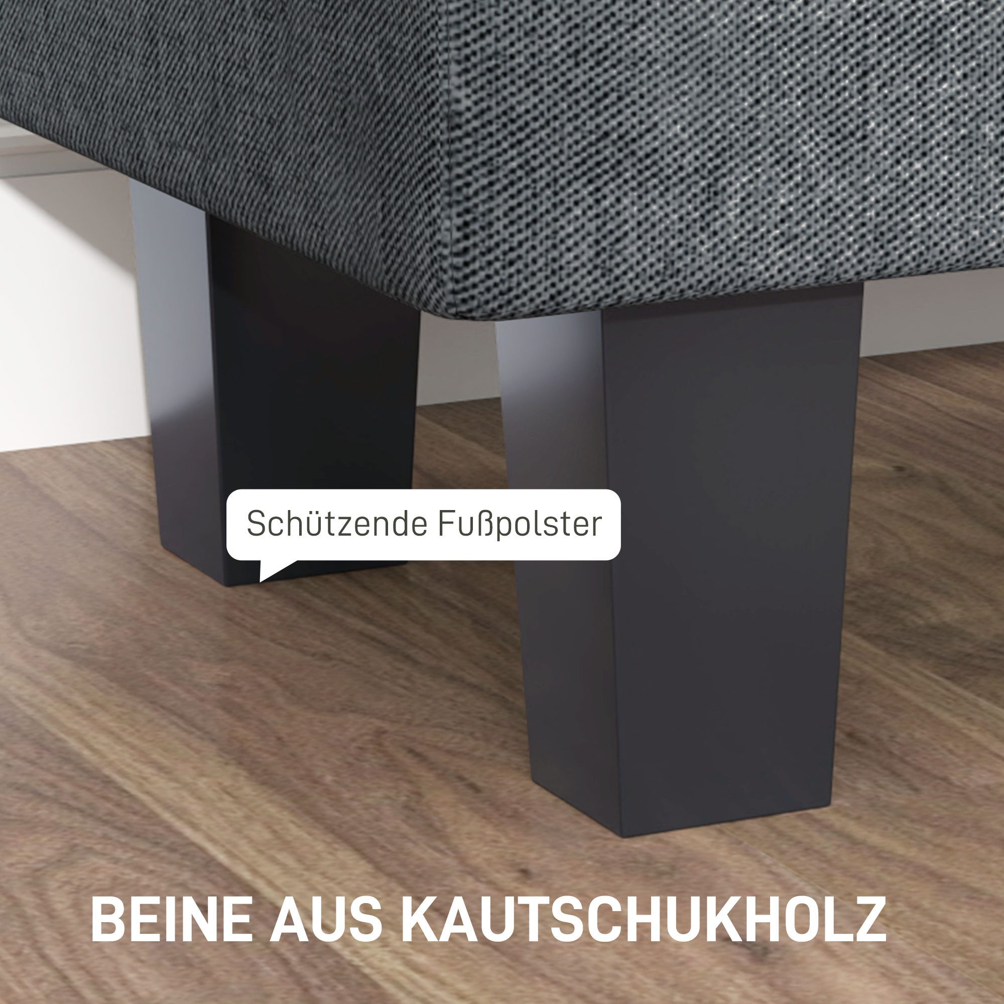HOMCOM Polsterbank Sitzbank mit Stauraum, Leinenoptik, Holzbeine (Bettbank, 1-St., Truhebank), für Flur, Schlafzimmer, Wohnzimmer, 138 x 40 x 45 cm, Dunkelgrau
