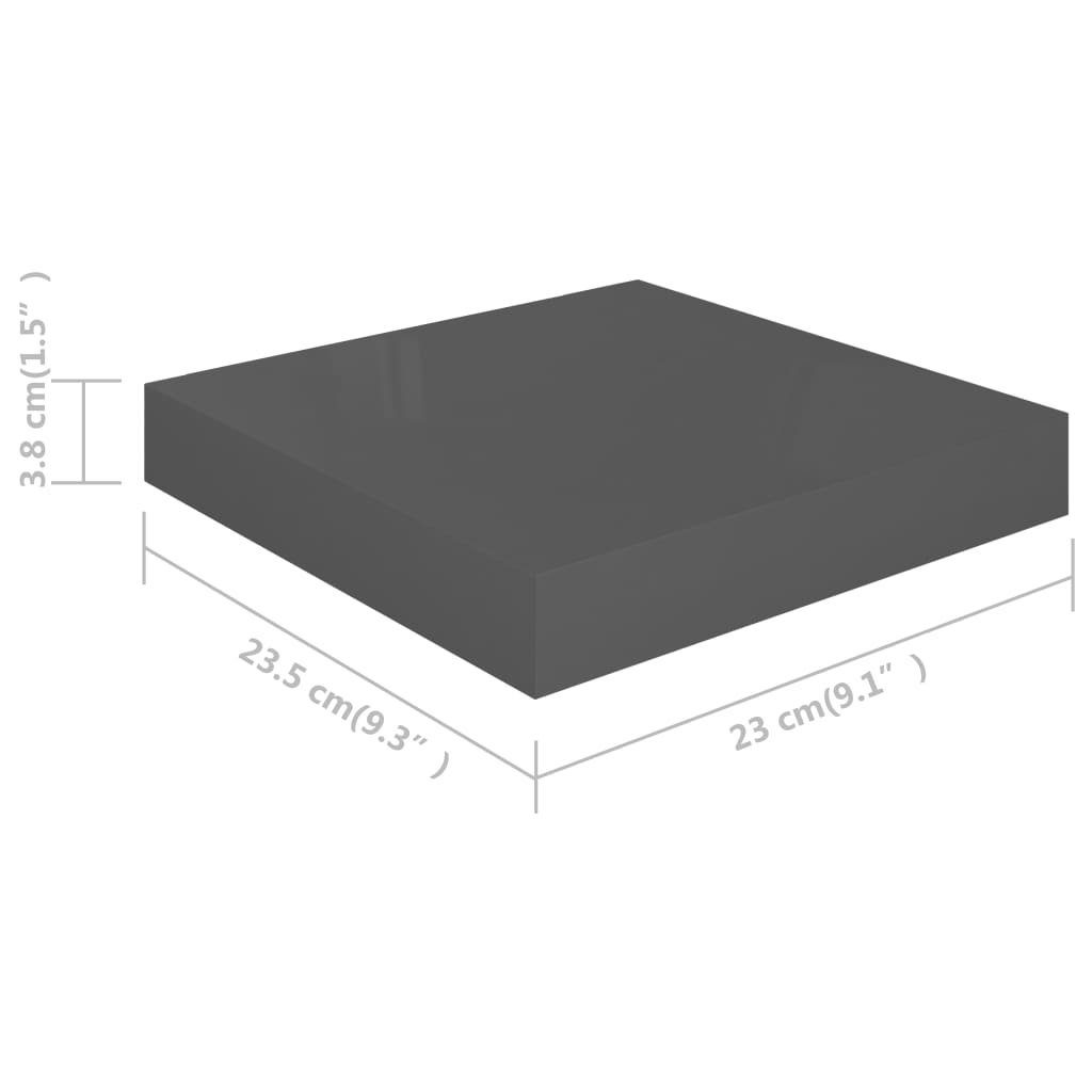Hochglanz-Grau MDF Schweberegal Wandregal furnicato 23x23,5x3,8 cm