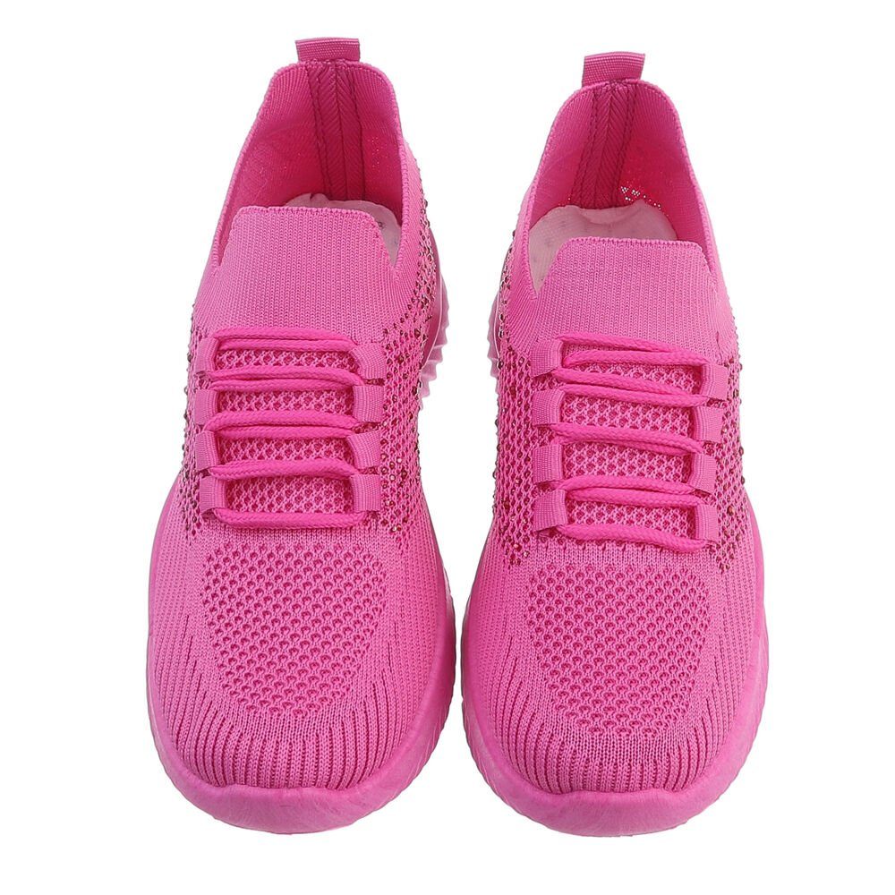 Low-Top Flach Sneakers Pink Freizeit Ital-Design Damen Low Sneaker in