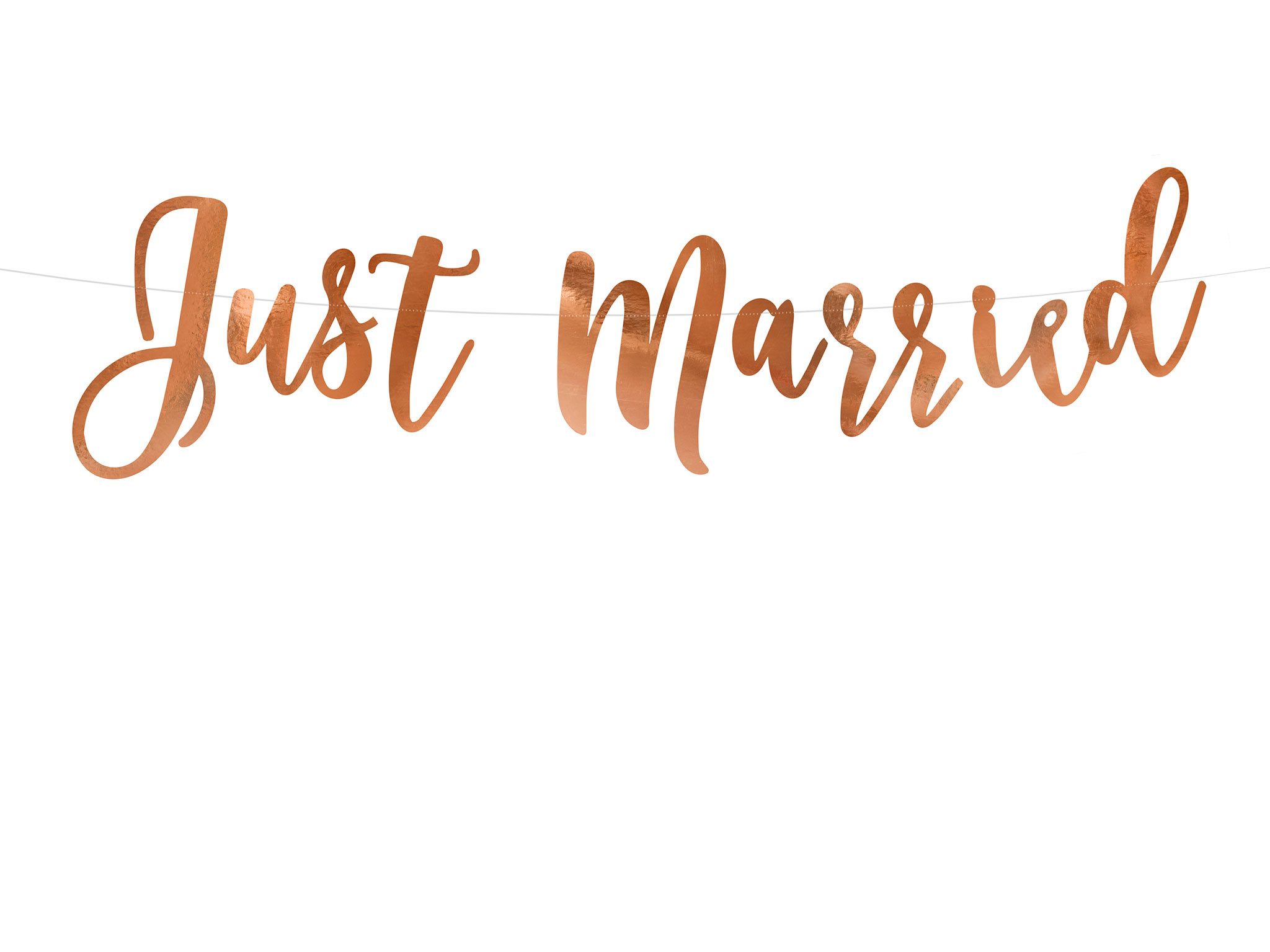 partydeco Girlande, Girlande Just Married 77x20cm Papier Hochzeit Rosegold
