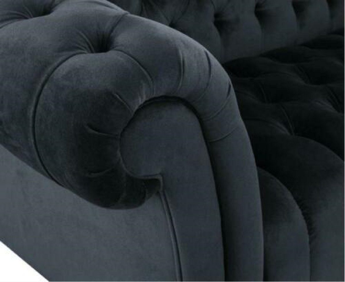 JVmoebel Sofa Made Polster Europe in Design Dreisitzer Schwarz Chesterfield Sofa, Stoff Couchen