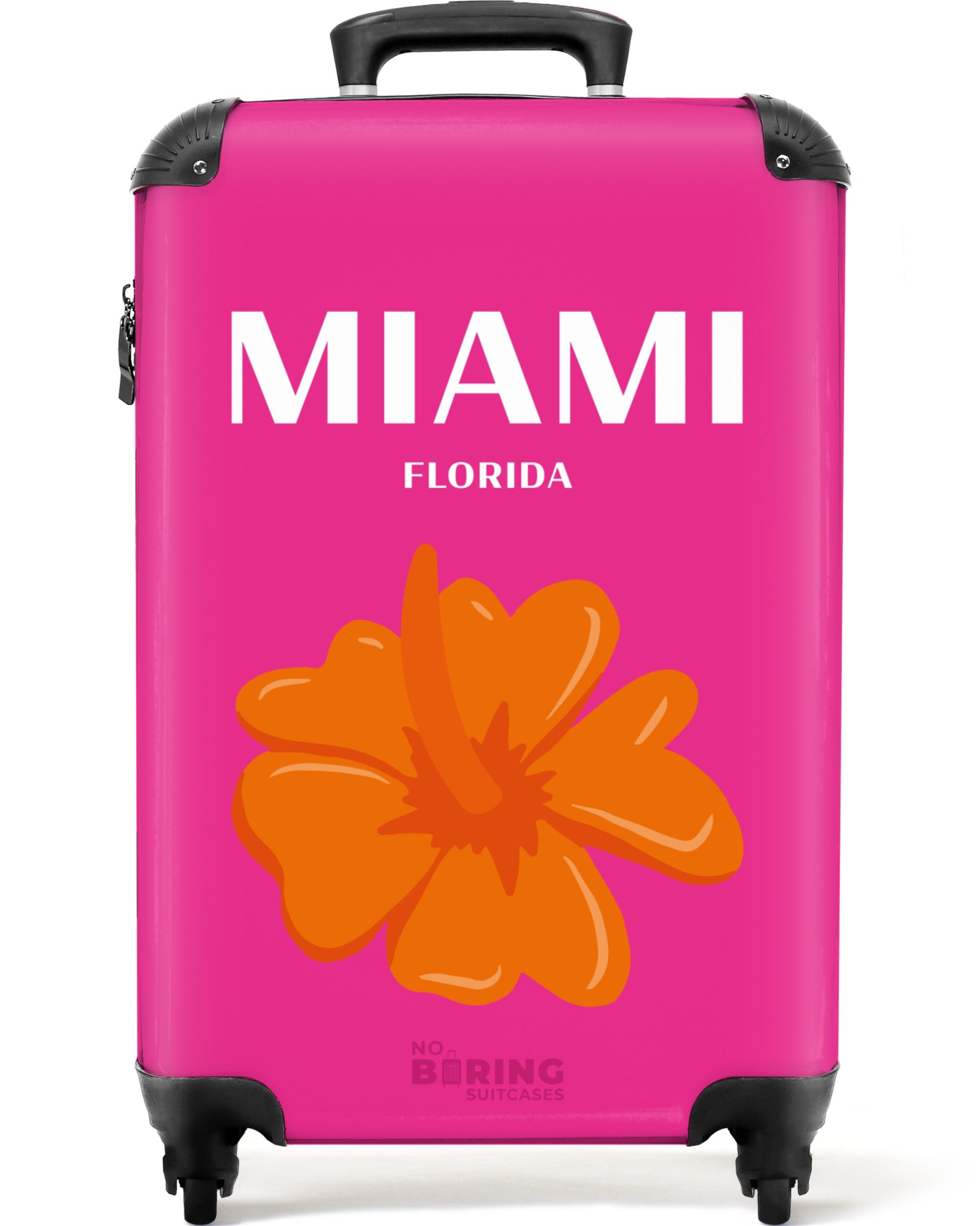 NoBoringSuitcases.com© Hartschalen-Trolley Rosa mit Miami Florida günstig online kaufen