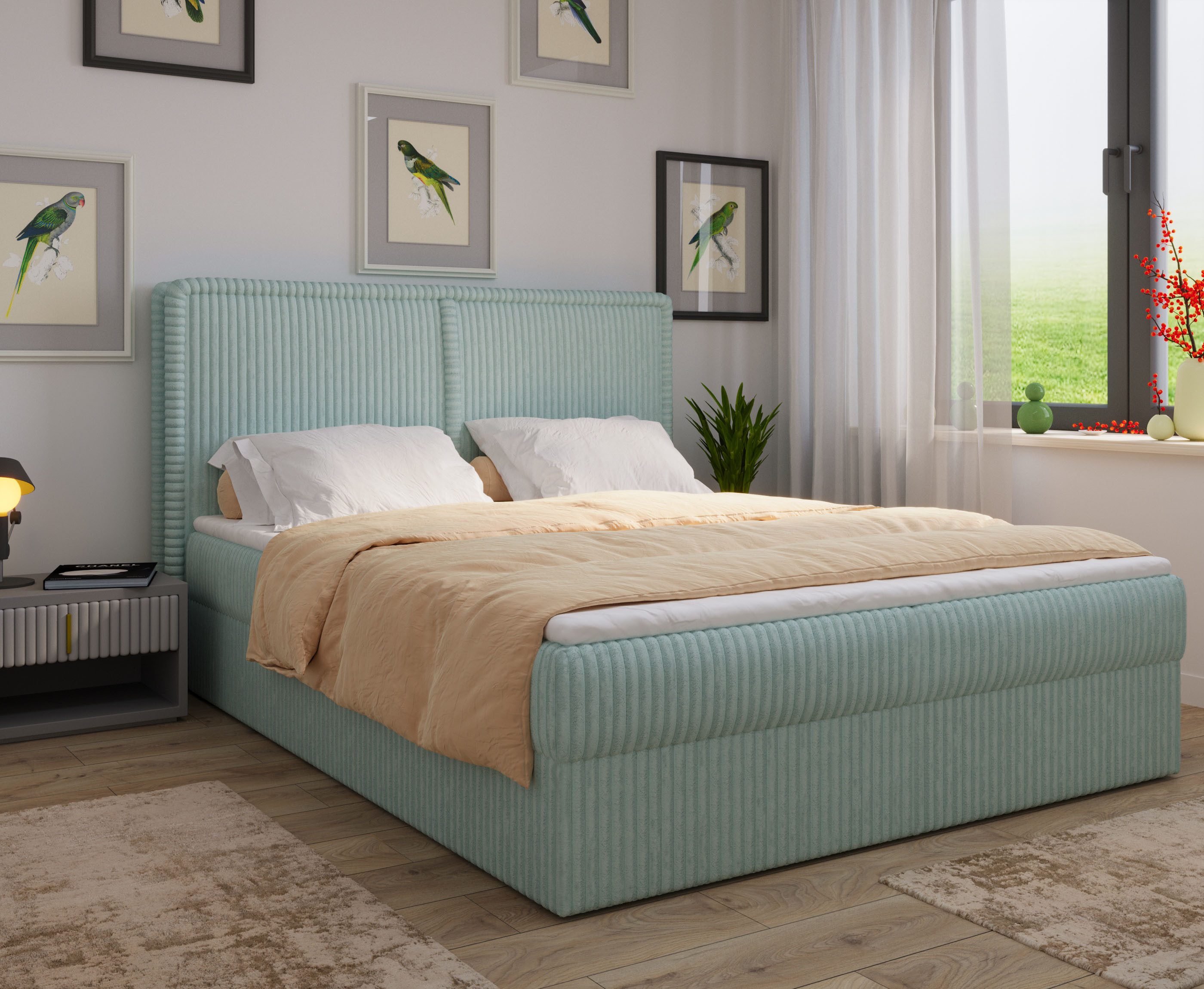 MOEBLO Boxspringbett Bett 04 (Bonell, Topper, Doppelbett gepolstertes Kopft günstig online kaufen