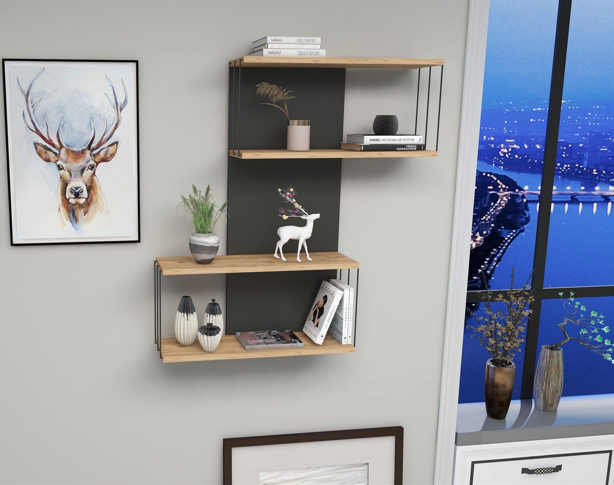 Skye Decor Wandregal 100% MELAMINE COATED PARTICLE BOARD, 96 cm x 19 cm x 65 cm N1742