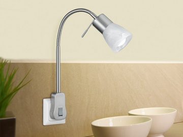 meineWunschleuchte LED Steckdosenleuchte, Dimmfunktion, LED wechselbar, Warmweiß, 2er SET Wand-lampe mit Schalter Leselampe Nachttischlampe Bett H: 40cm