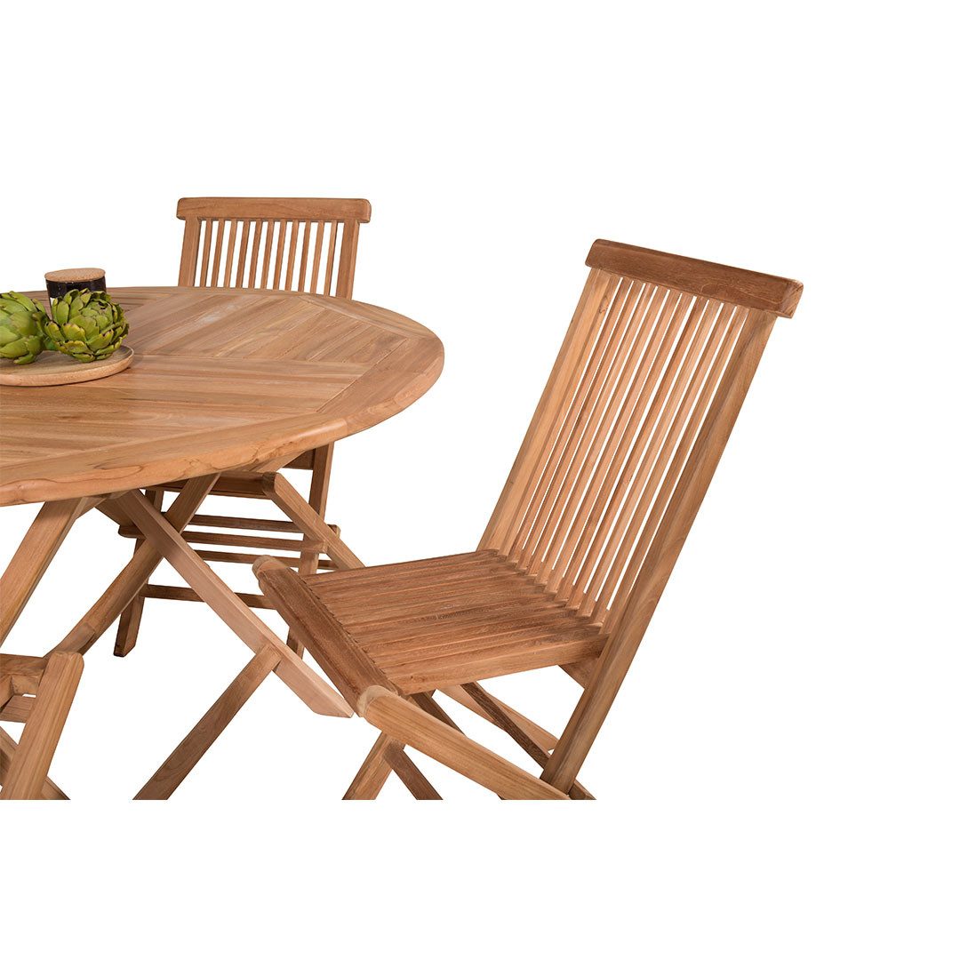 ebuy24 Garten-Essgruppe Kenya Gartenset Tisch Ø120cm natur, 4 Stühle natur