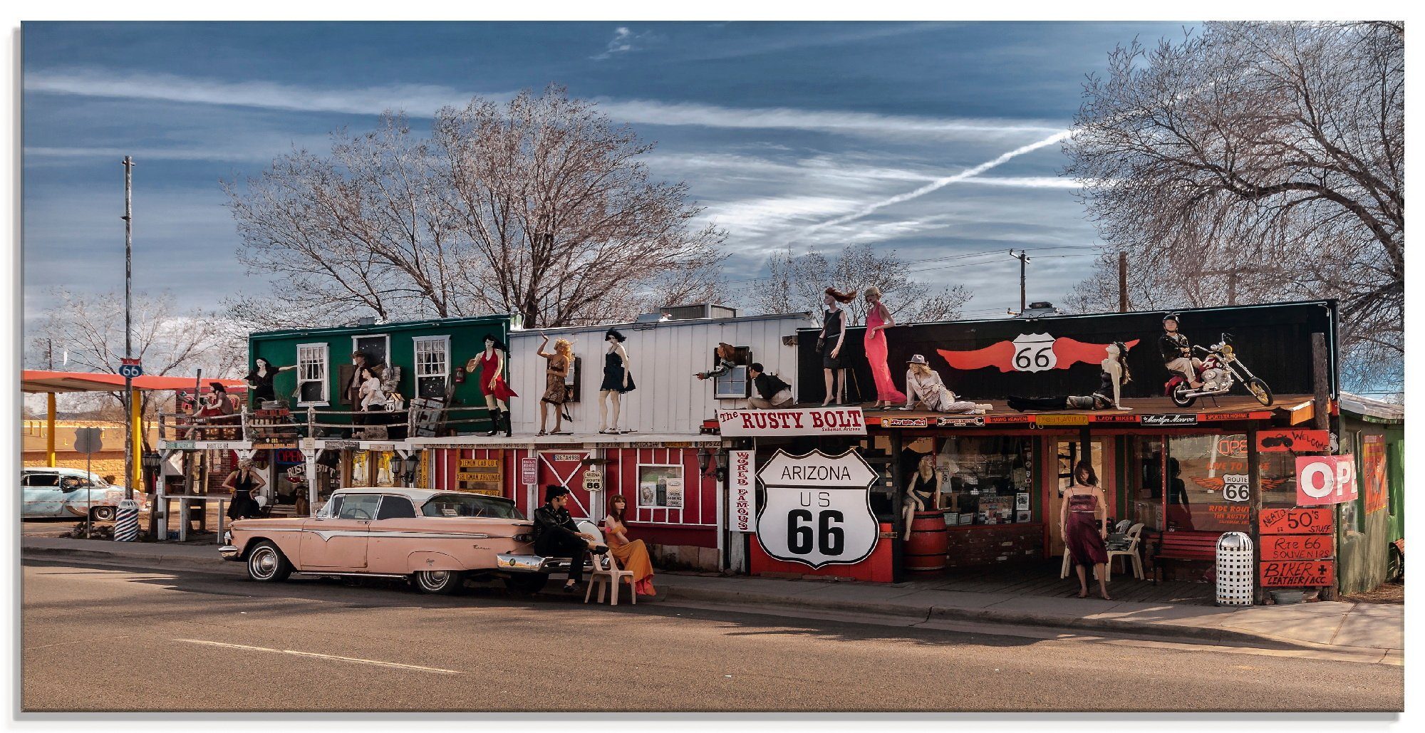 Artland Glasbild Historische Route 66 in Seligman, Amerika (1 St), in verschiedenen Größen