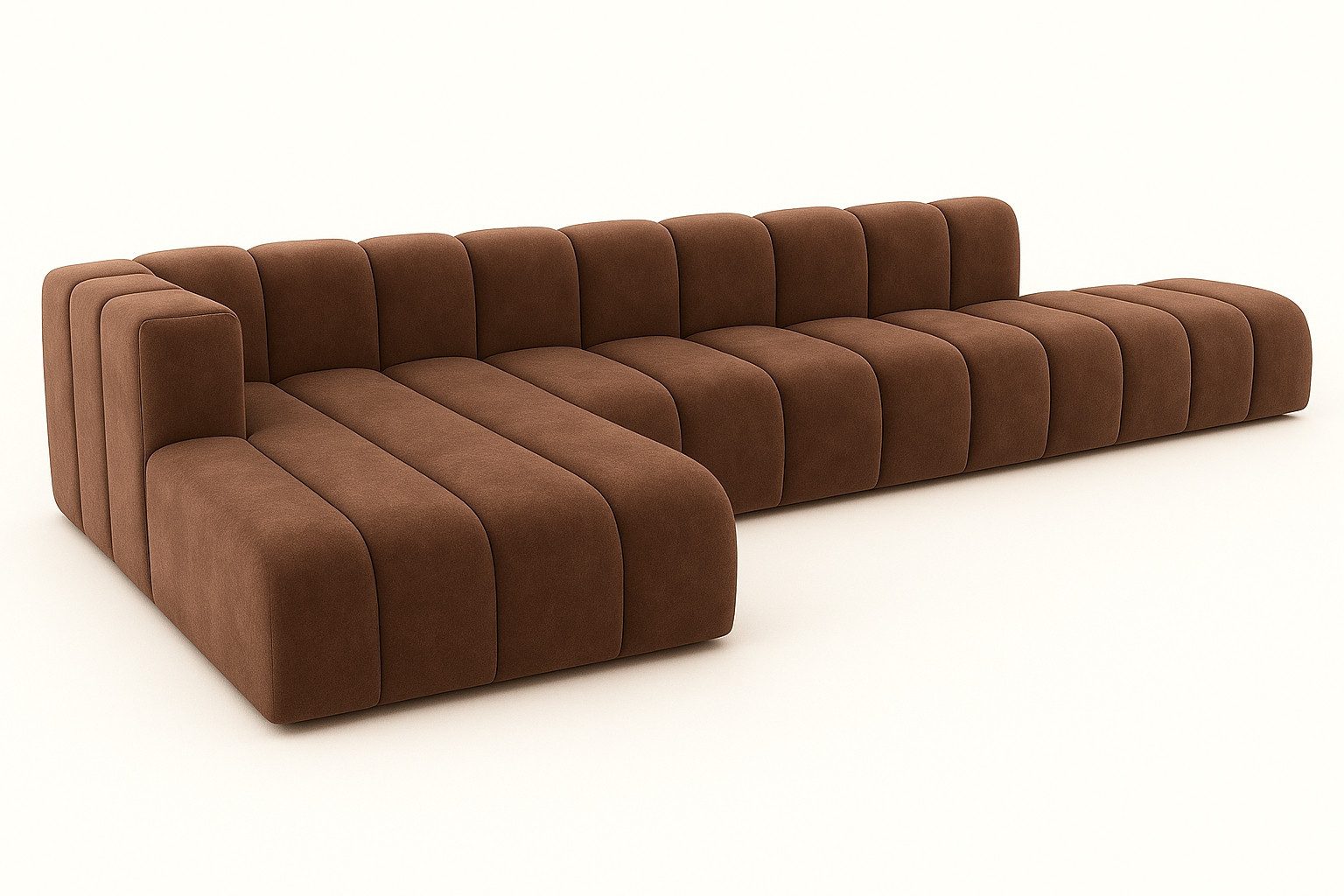 Kaiser Möbel Ecksofa luxuriöses modulares Premium-Sofa im Veloursstoff GRAND L mit Hocker, Ecksofa + Hocker, Modulares L-Ecksofa,freistehender Hocker,Premium-Velours Salvador