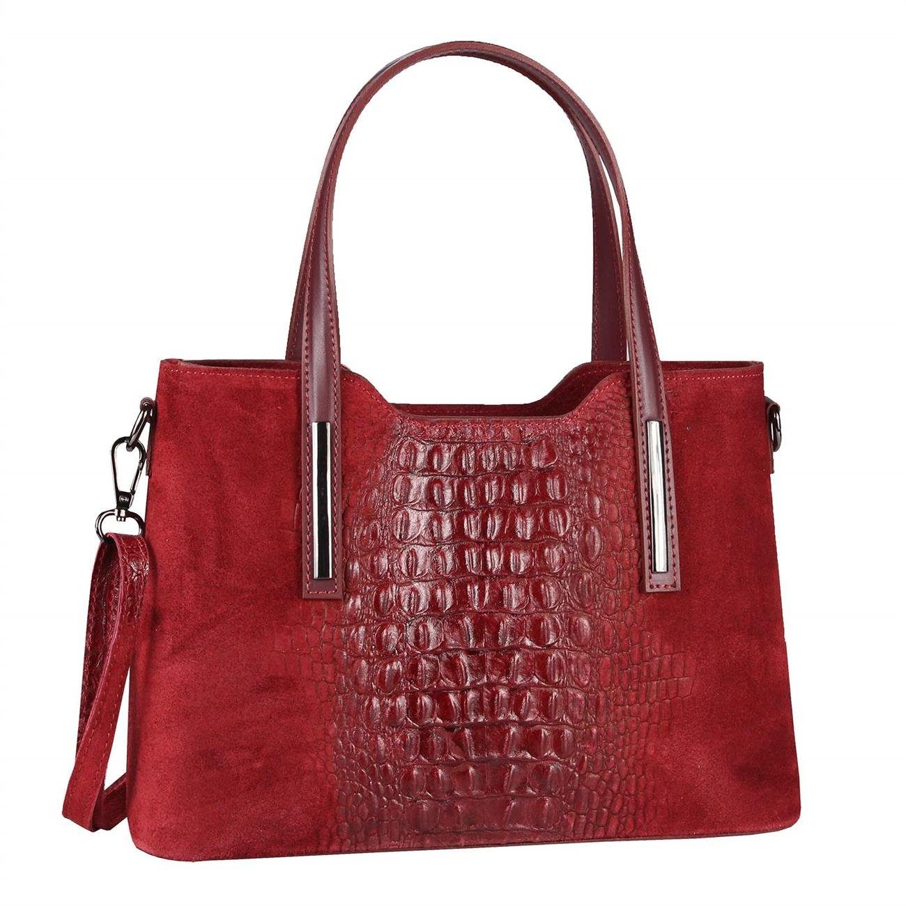 Schultertasche Made in Italy Damen echt Leder Henkeltasche Shopper Lederhandtasche