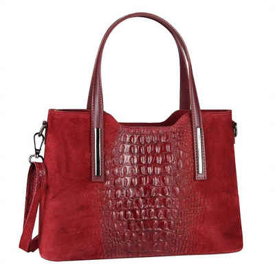 ITALYSHOP24 Schultertasche Made in Italy Damen Leder Handtasche, als CrossOver, Umhängetasche, Shopper tragbar
