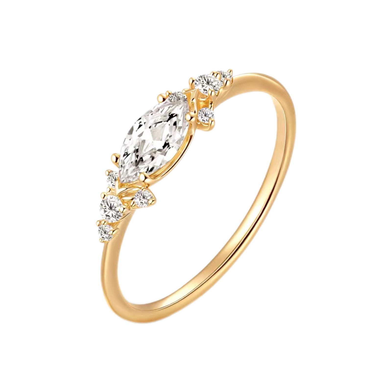 Jumpeak Diamantring Marquise-Diamantring,Damen-Diamantring,1Karat,D,VS1, 585 Gold,Geburtstagsgeschenk,Jahrestagsgeschenk,Weihnachtsgeschenk