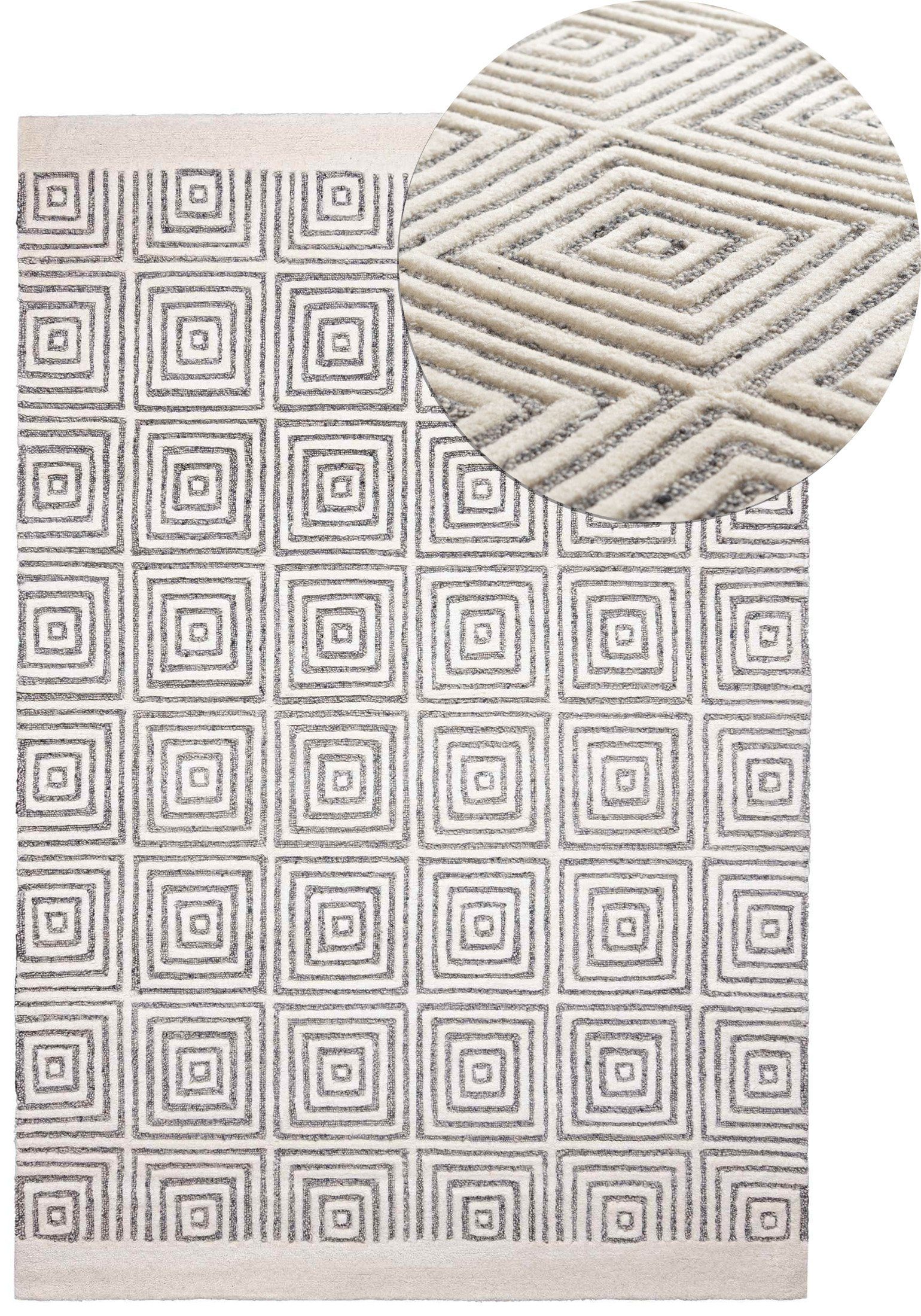 Mazovia Designteppich Wollteppich Japandi, Handwebteppich Naturprodukt Wolle, 80 x 150 cm