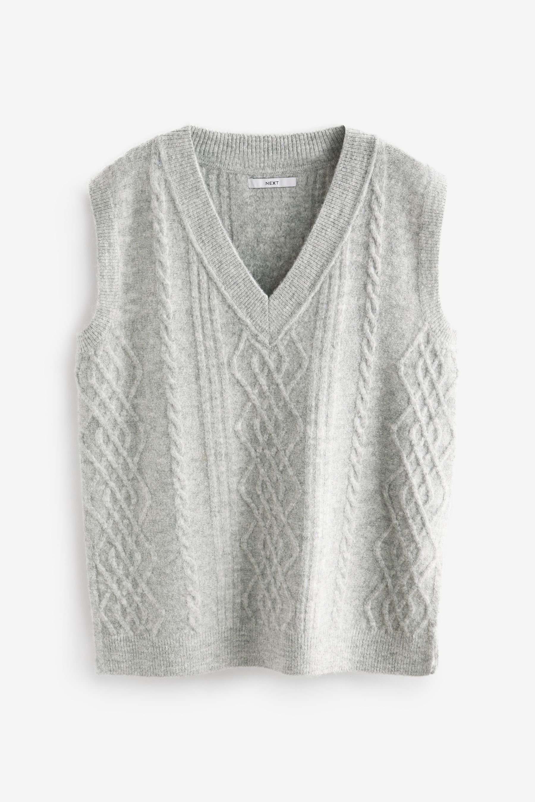 Next Stricktop Trägertop mit V-Ausschnitt und Zopfmuster (1-tlg)
