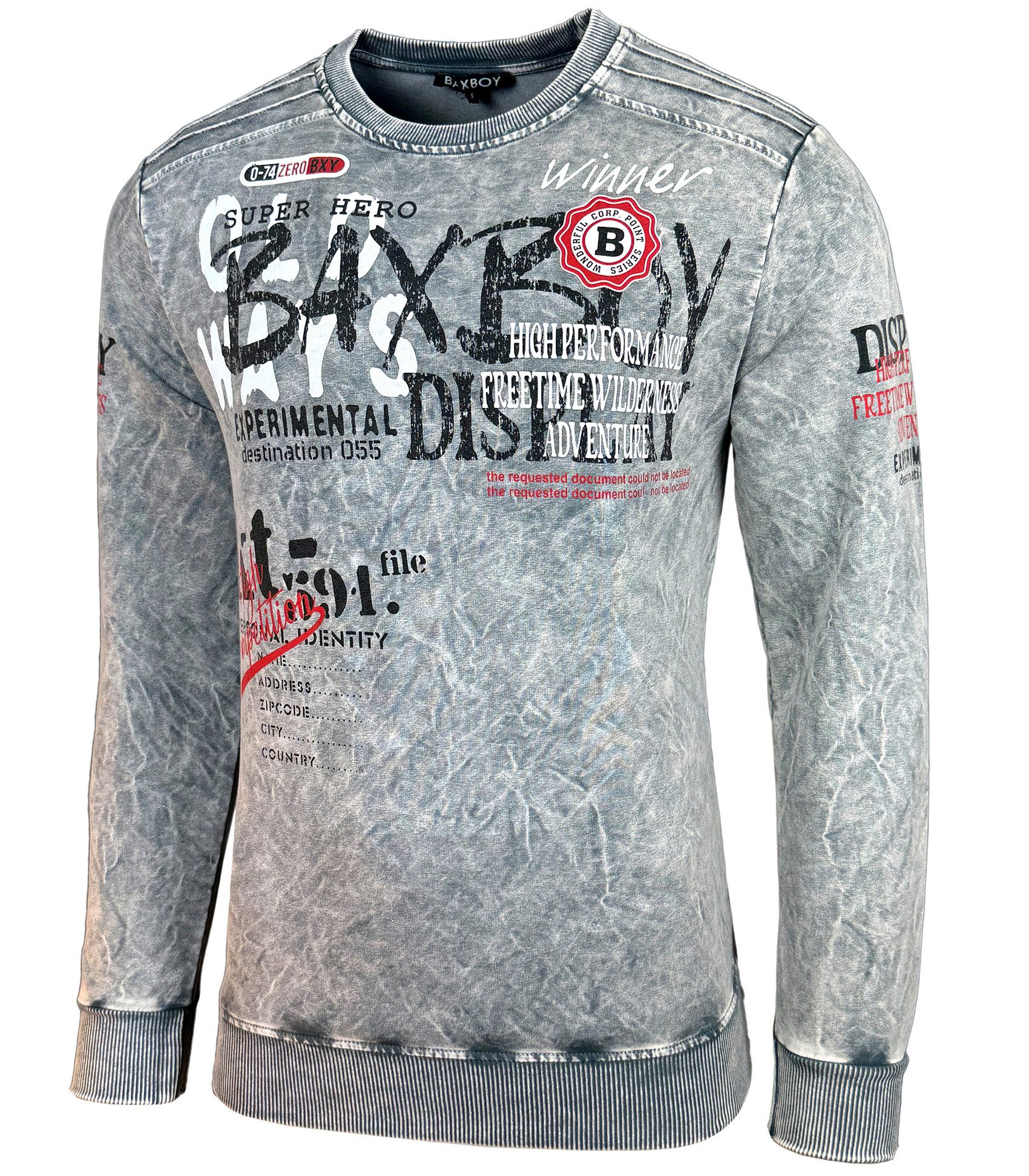 Baxboy Longshirt BAXBOY Herren Sweatshirt Männer Pulli Sweater Shirt Mit Print 607