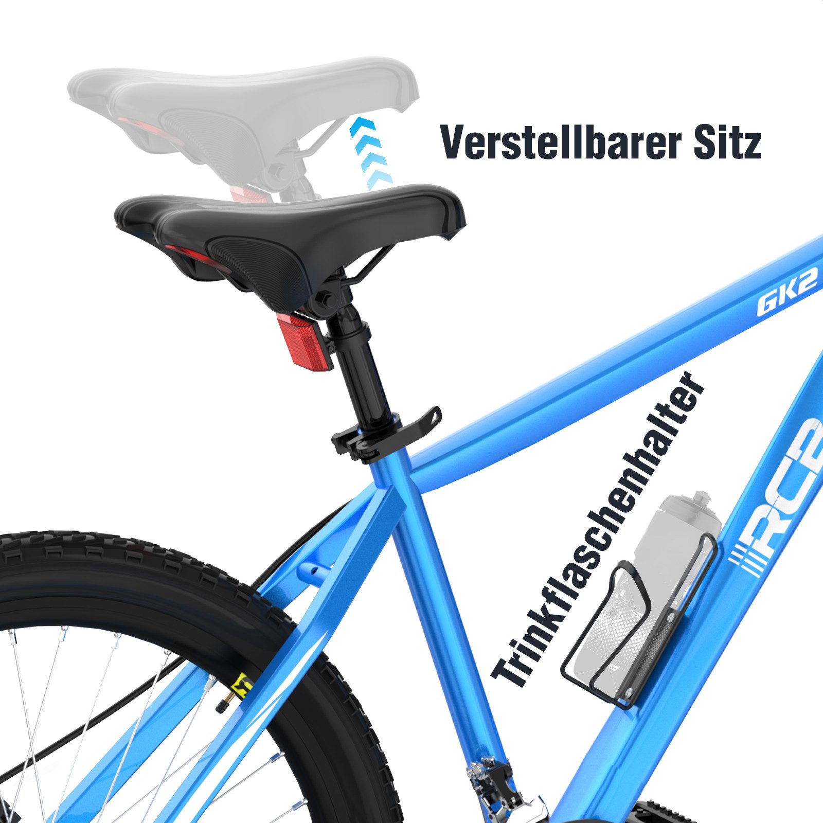 RCB Mountainbike GK2, 26 Zoll Aluminium Fahrrad für Jugendliche & Erwachsene, bis 150KG, 21 Gang, Kettenschaltung, Federgabel & Scheibenbremsen