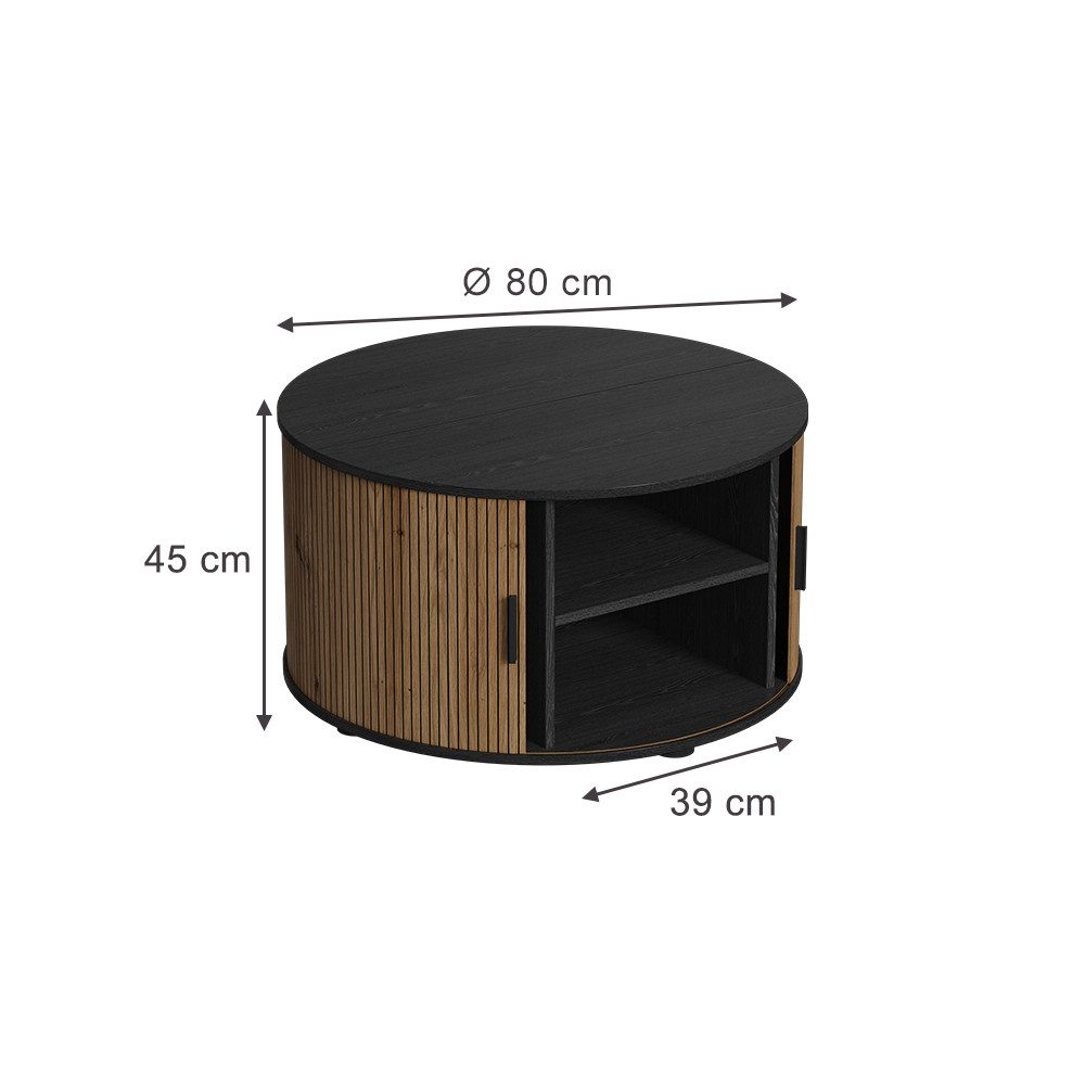 Vicco Couchtisch Selva, Eiche/Schwarz, 80 x günstig online kaufen