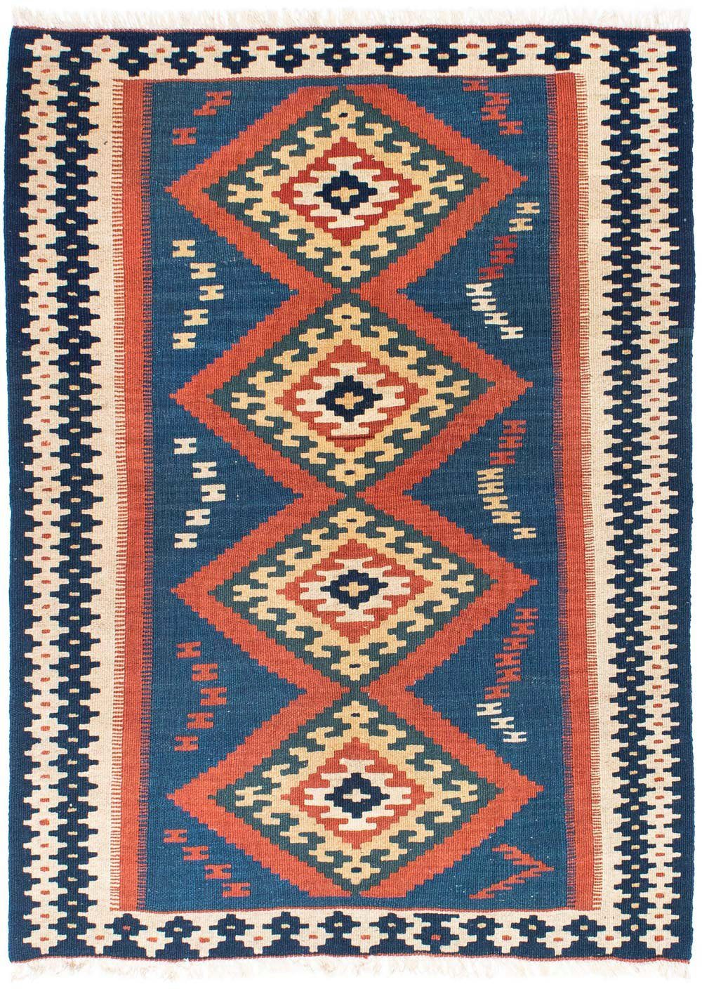 Wollteppich Kelim Fars Medaillon Blu 143 x 108 cm, morgenland, rechteckig, Höhe: 4 mm, OrientOptik