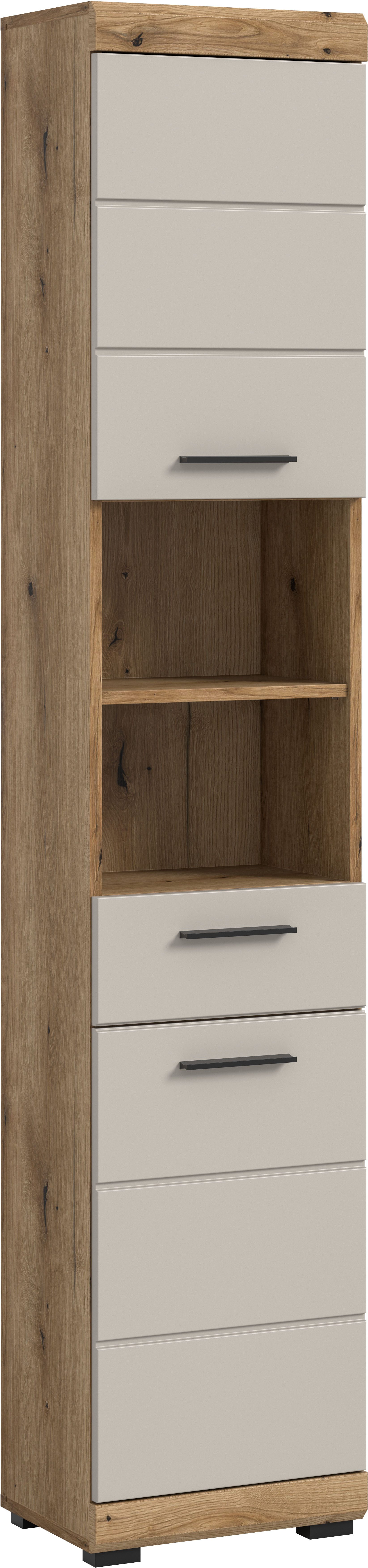 welltime Hochschrank SIENA, Breite 37cm, 2 Tür, 1 Schubkasten, 2 offene Fächer, MDF-Front (1-St., TOPSELLER) in verschiedenen Farben erhältlich, Badmöbel, Badschrank, Schrank, Bad