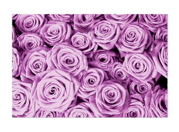 wandmotiv24 Leinwandbild violettes Rosenfeld Blüte, Blumen und Pflanzen (1 St), Wandbild, Wanddeko, Leinwandbilder in versch. Größen