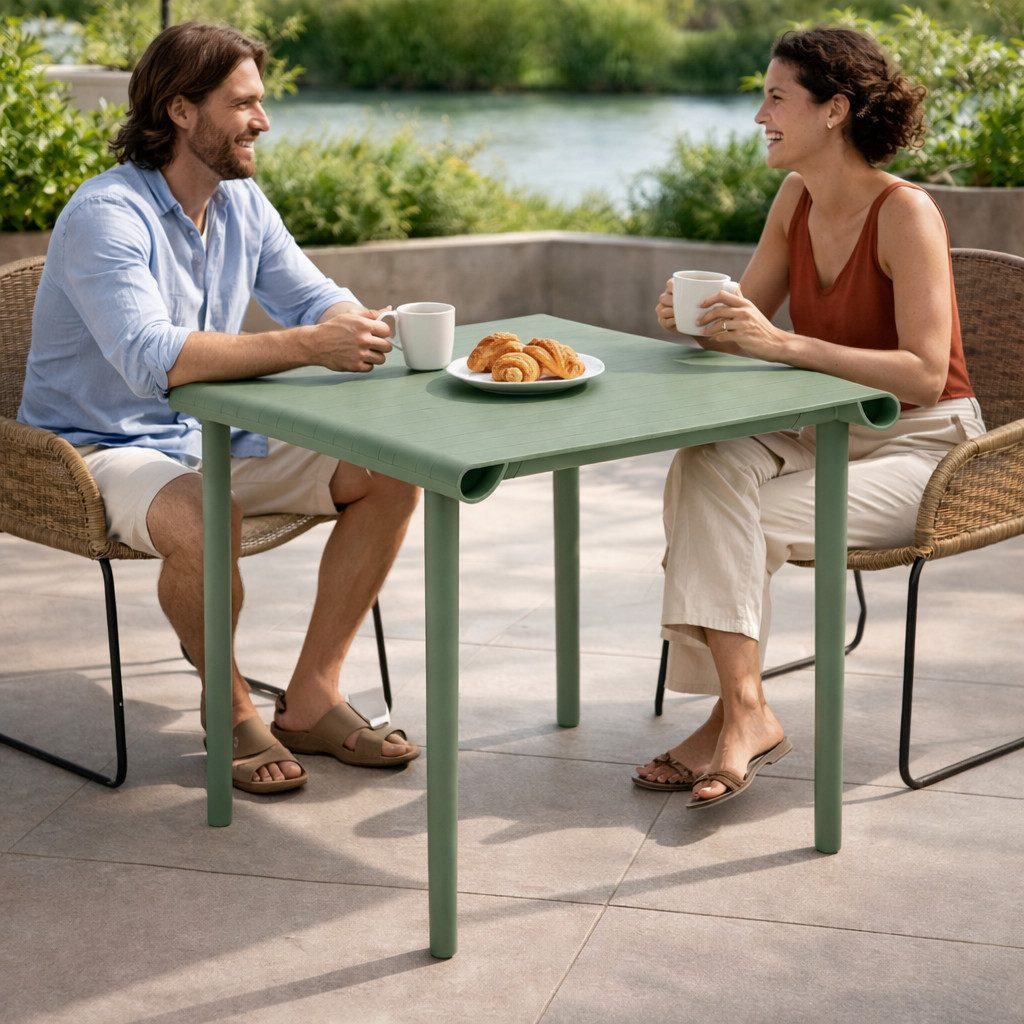 JVmoebel Gartentisch Edler quadratischer Tisch aus grünem Kunststoff